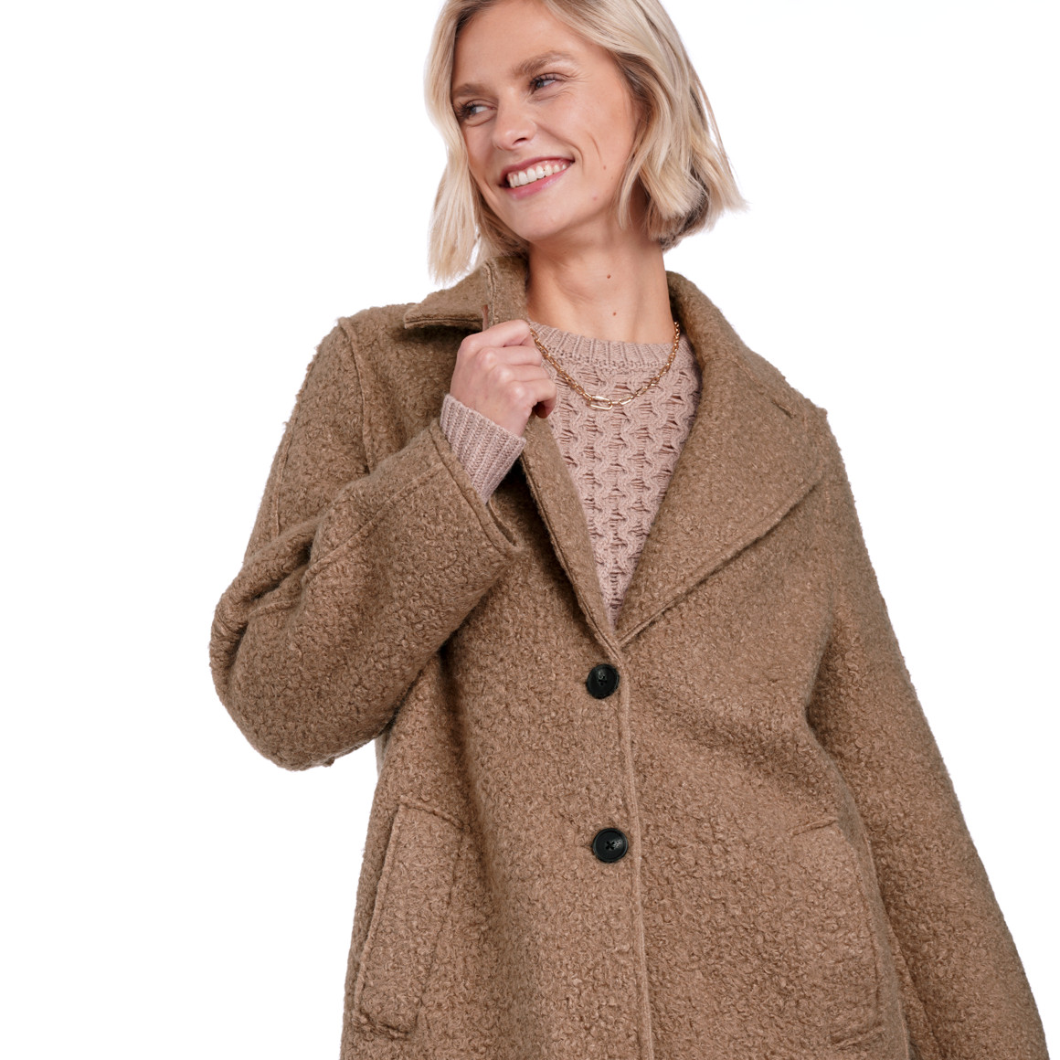 Damen Mantel in Bouclé-Optik