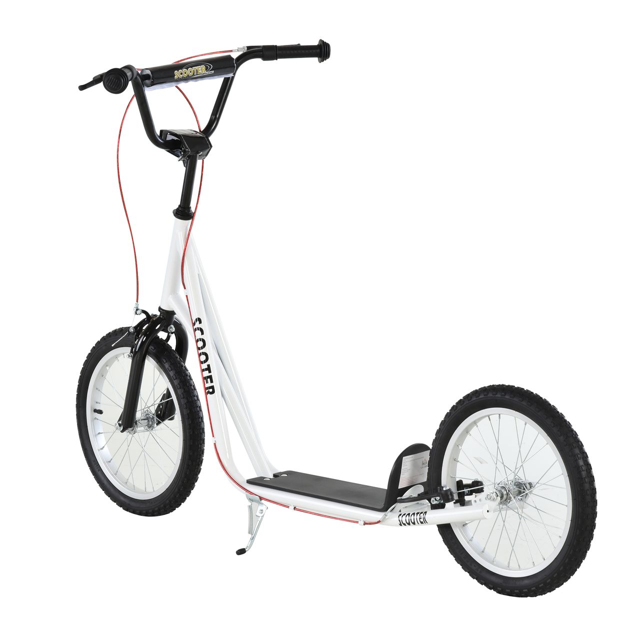 HOMCOM Tretroller Kinderroller Scooter Cityroller Luftreifen verstellbar Weiß