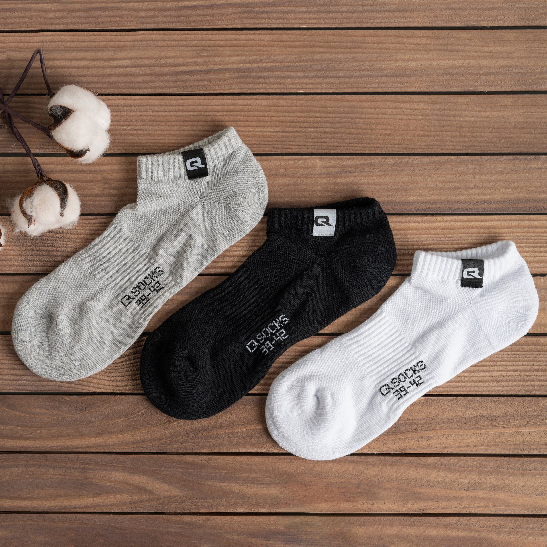 QSOCKS Sneakersocken Hochwertige Baumwolle gepolsterte Sohle und Zehen für Damen & Herren (Packung, 6 Paar) Qualität Socken