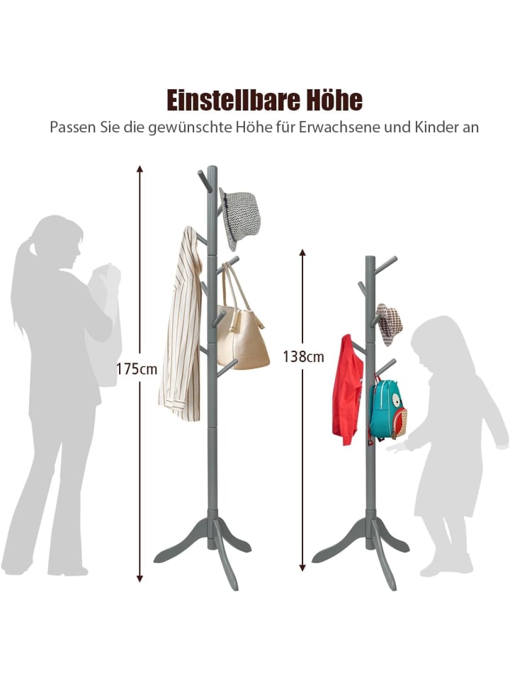 COSTWAY Garderobenständer 175cm in Grau günstig kaufen onesize