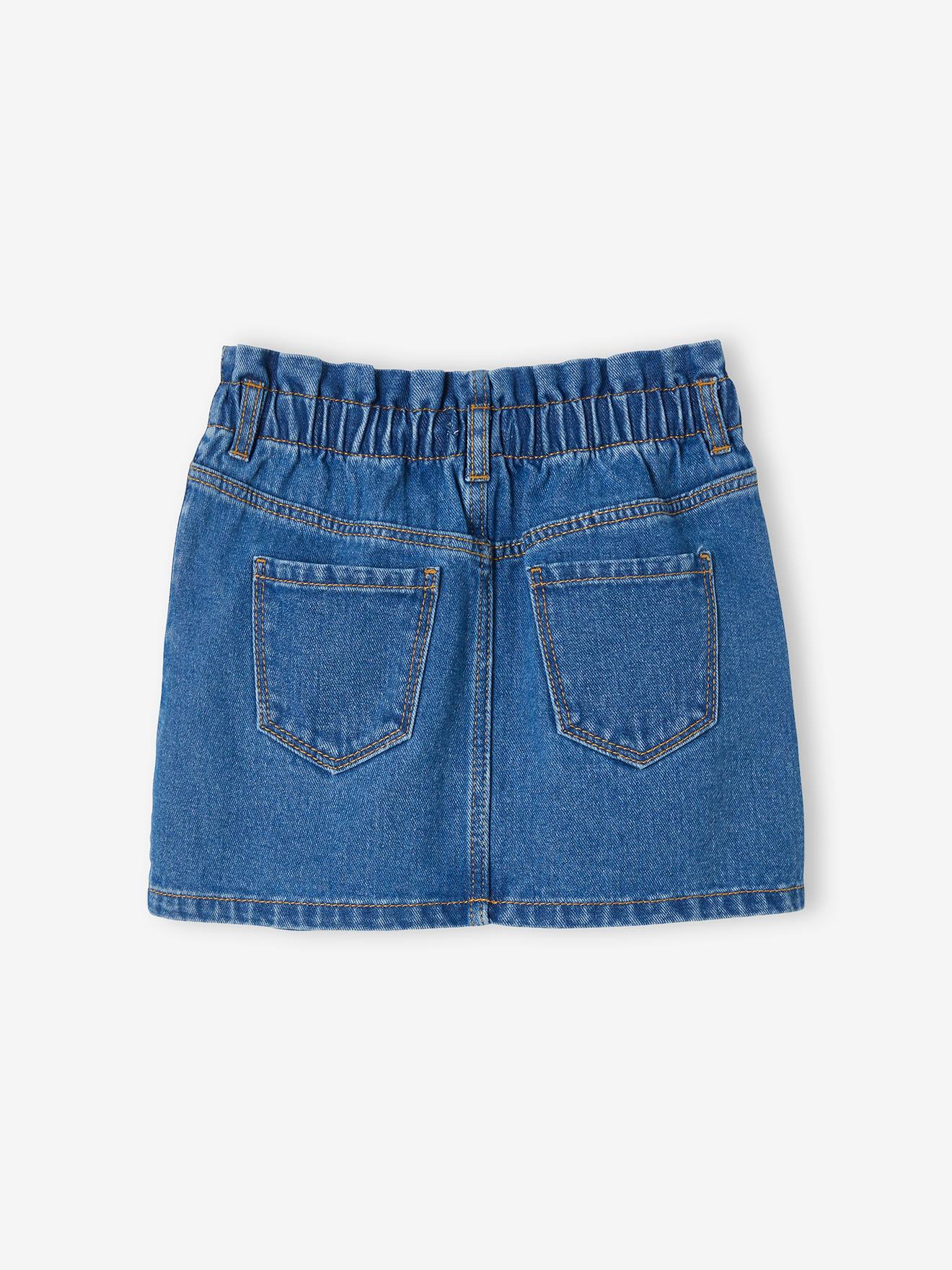Vertbaudet Mädchen Jeansrock, Paperbag-Bund - blue stone