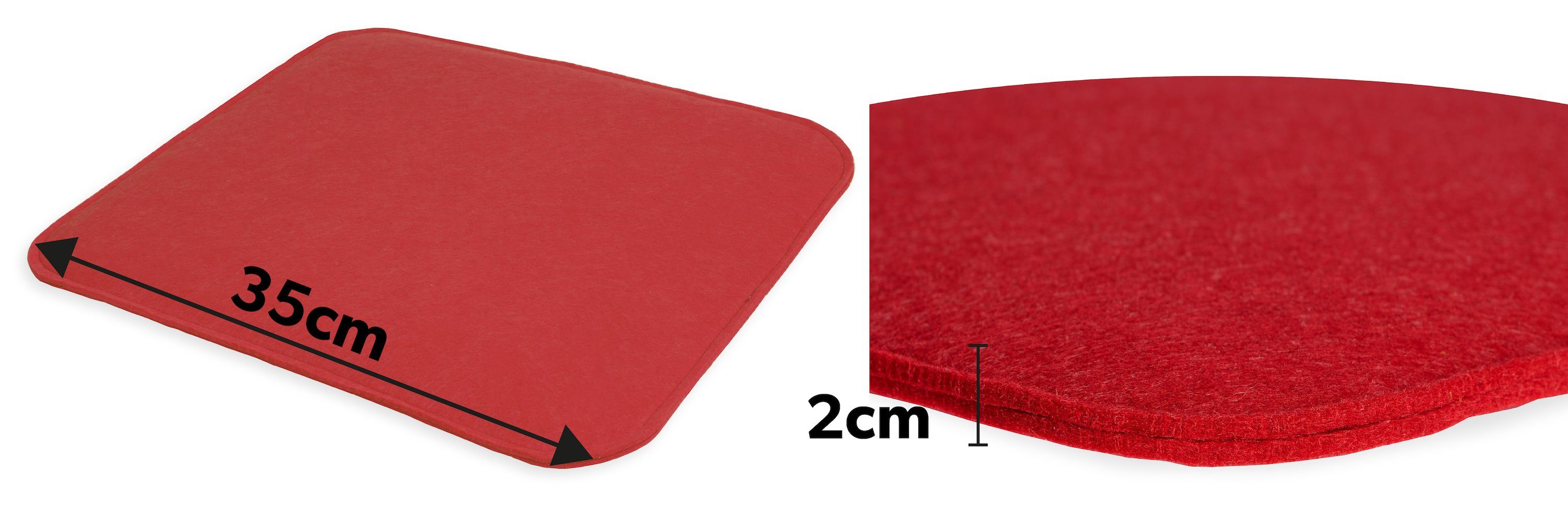 sunnypillow Stuhlkissen 4er Set Stuhlkissen aus Filz quadratisch 35x35 cm