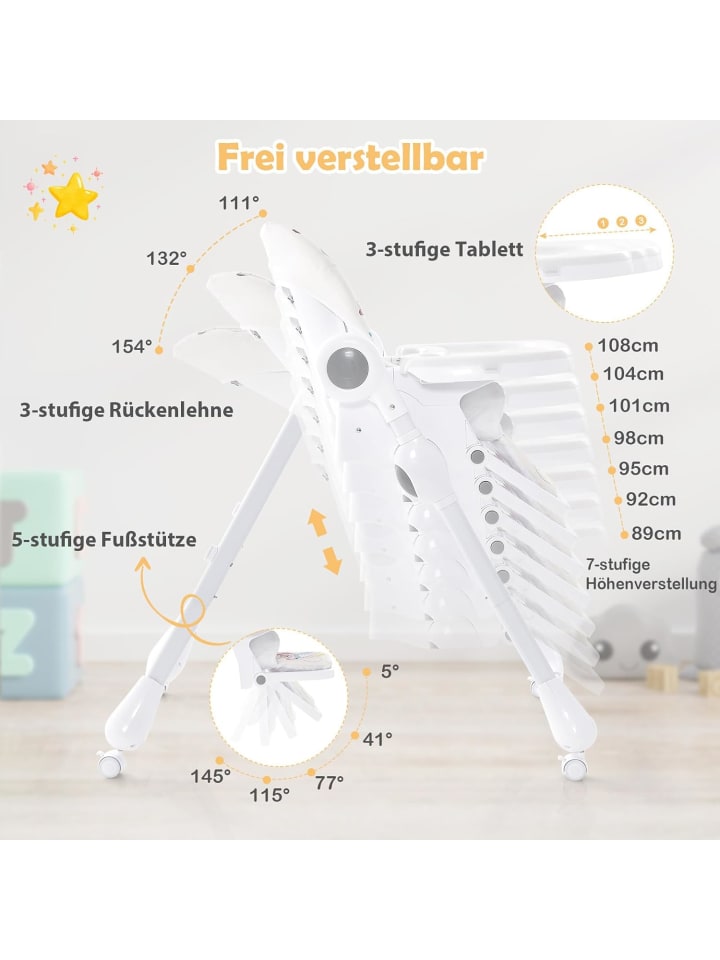 COSTWAY 3 in 1 Hochstuhl umwandelbar in Beige günstig kaufen 60 cm
