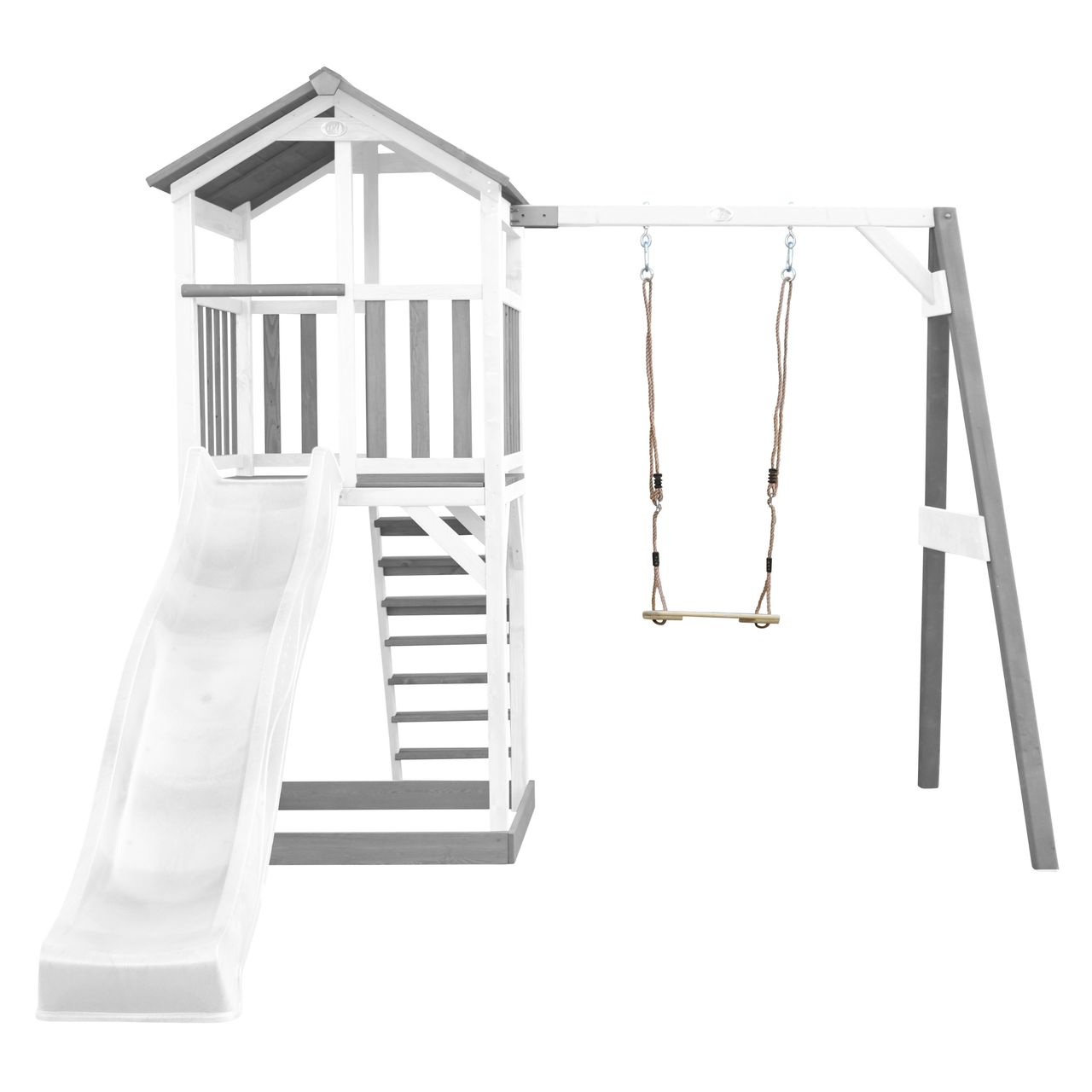 AXI Beach Tower Spielturm mit Einzelschaukel - Weiße Rutsche