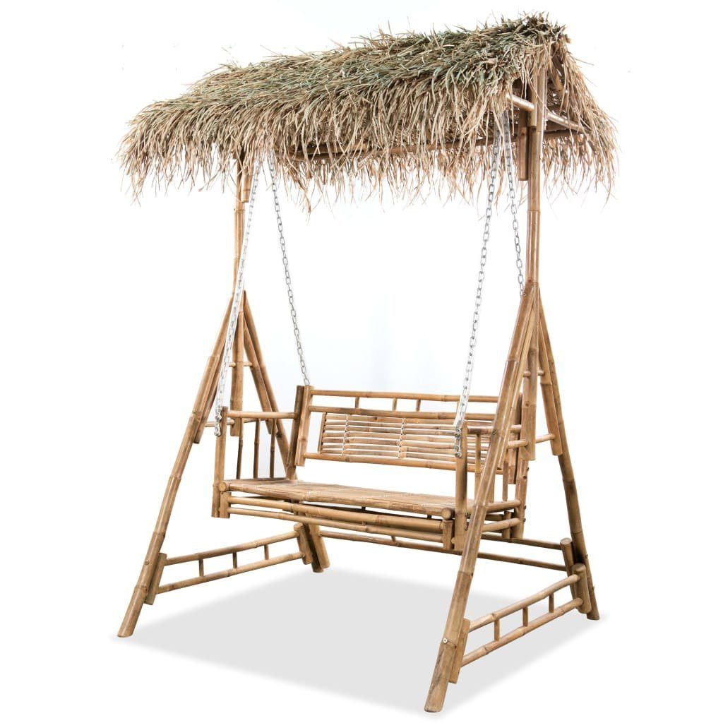 vidaXL Hollywoodschaukel 2-Sitzer-Schaukelbank mit Palmblättern Bambus 202 cm, 1 tlg.