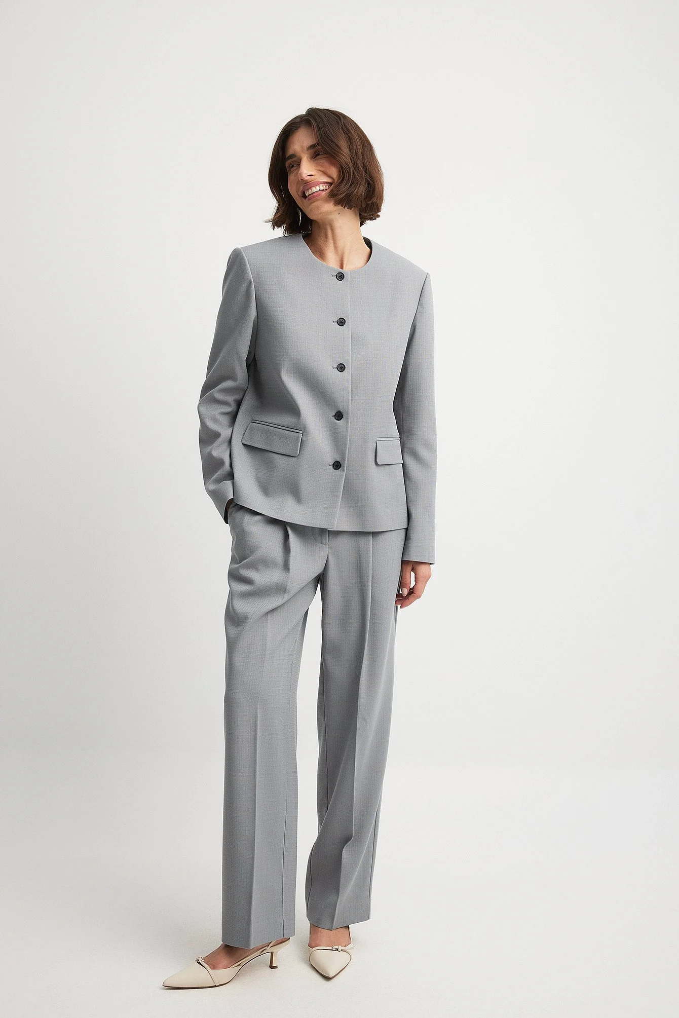 Oversize-Blazer mit Rundhalsausschnitt