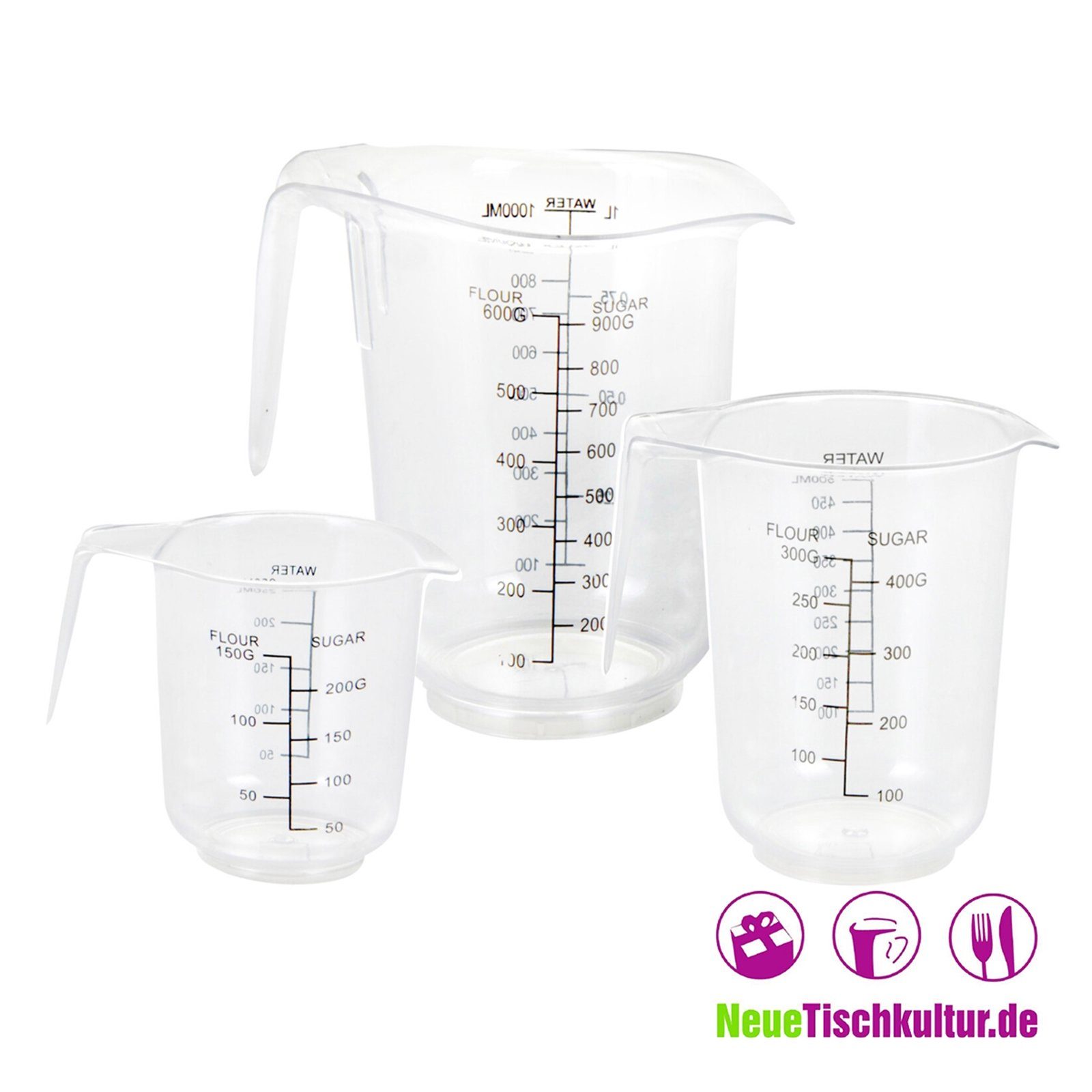 Neuetischkultur Messbecher Messbecher Set 3-teilig, Kunststoff, (Set)