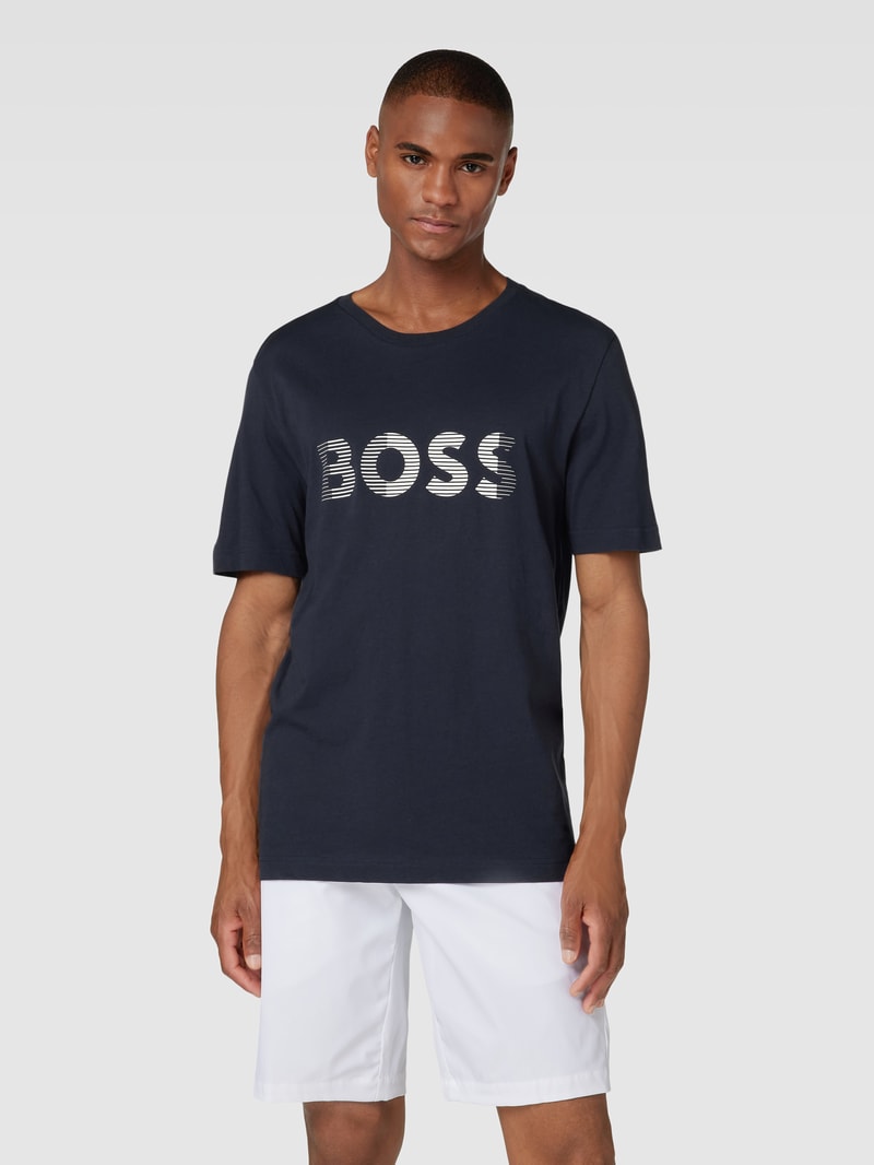 T-Shirt mit Label-Print in dunkelblau