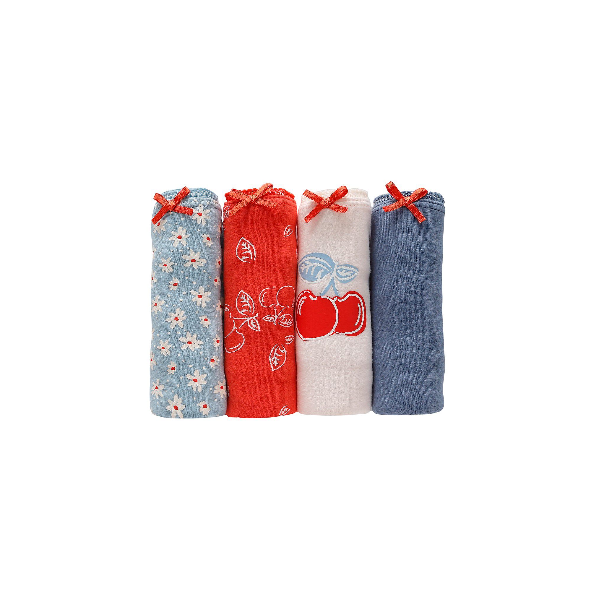 Culotte coton forme shorty imprimé motifs « cerises » assortis– Lot de 4