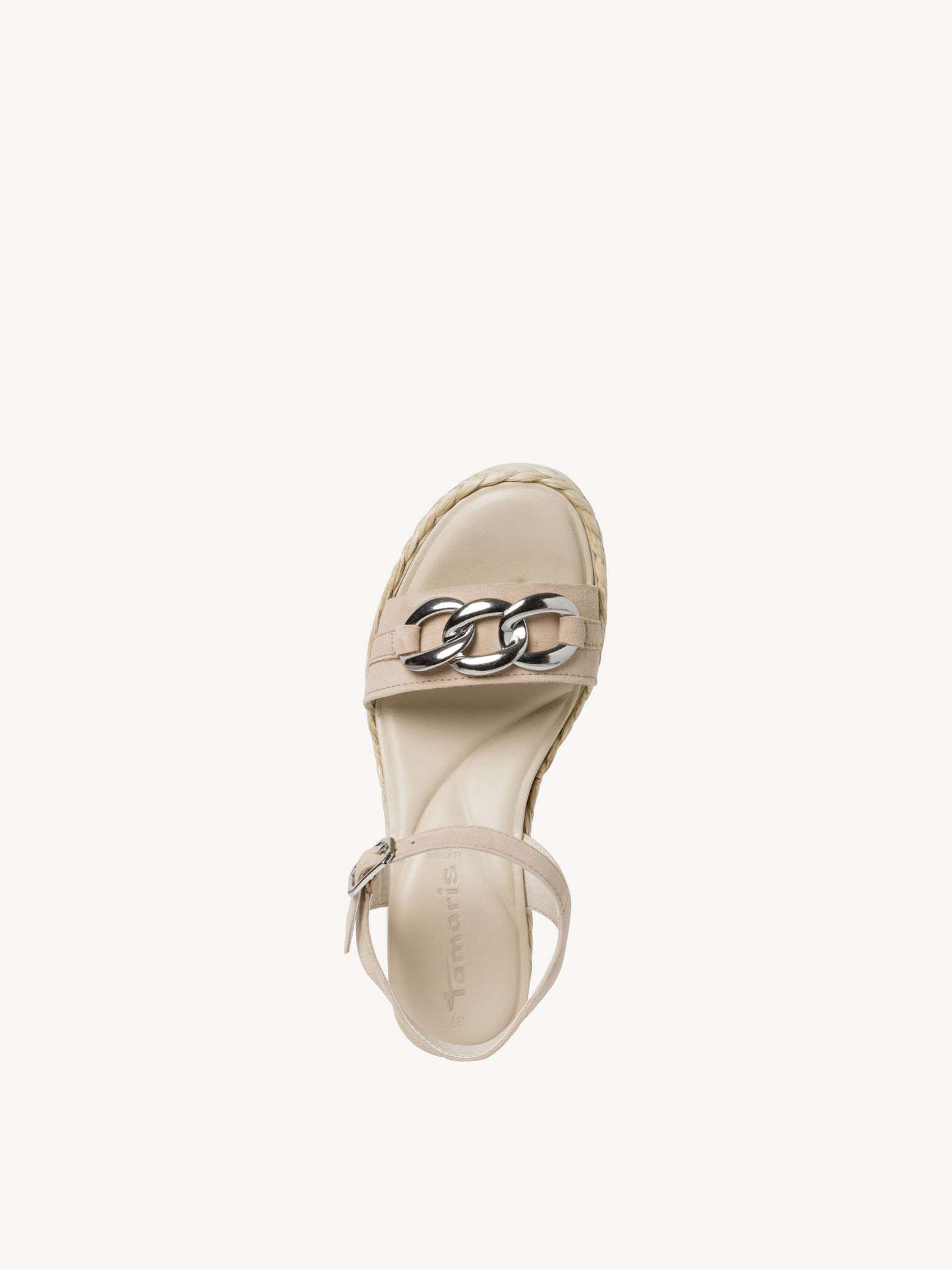 Sandale à talon en cuir - beige