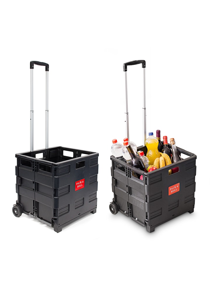 relaxdays 2x Einkaufstrolley in Schwarz - (B)42 x (H)100 x (T)37 cm günstig kaufen onesize