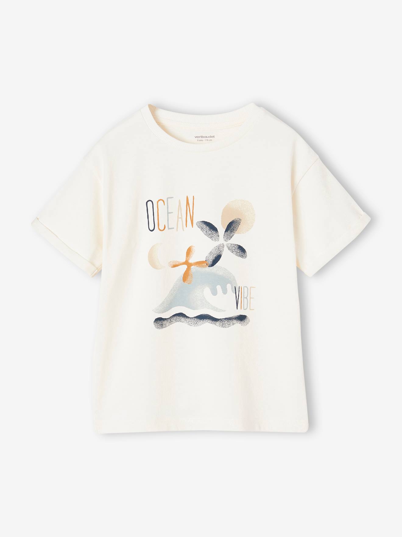 Vertbaudet Jungen T-Shirt aus schwerem Jersey Oeko-Tex - wollweiß