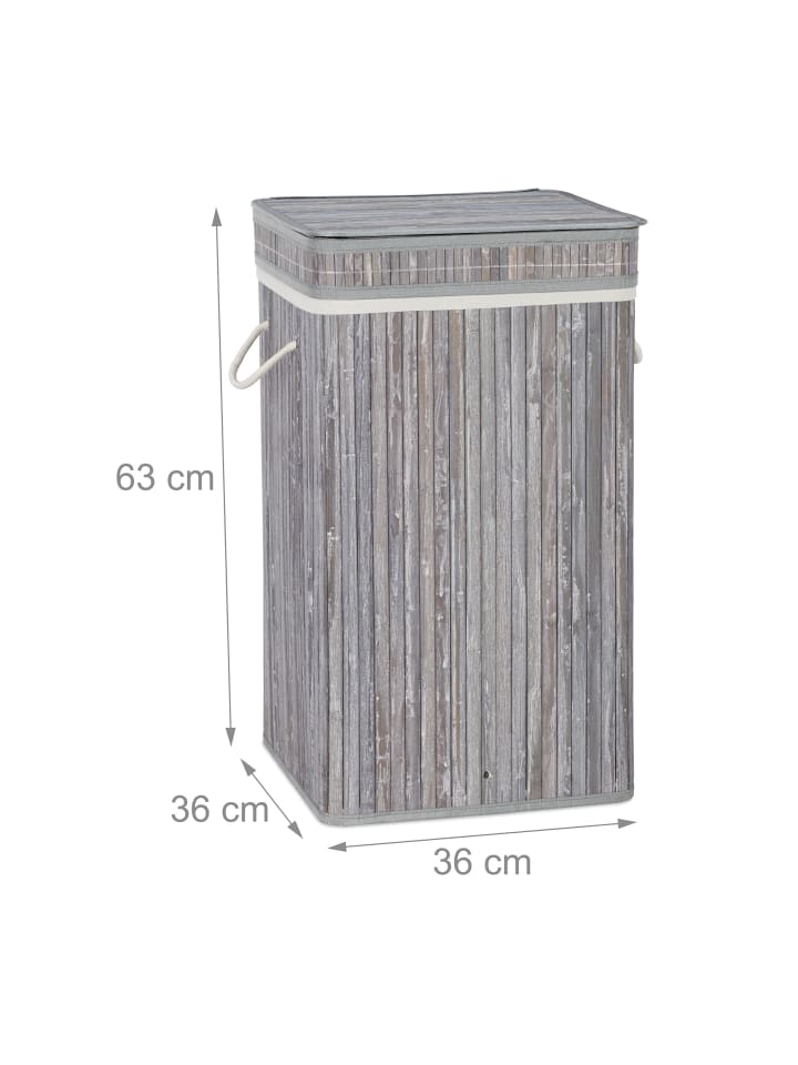 relaxdays Wäschekorb in Grau - (B)36 x (H)63 x (T)36 cm günstig kaufen onesize