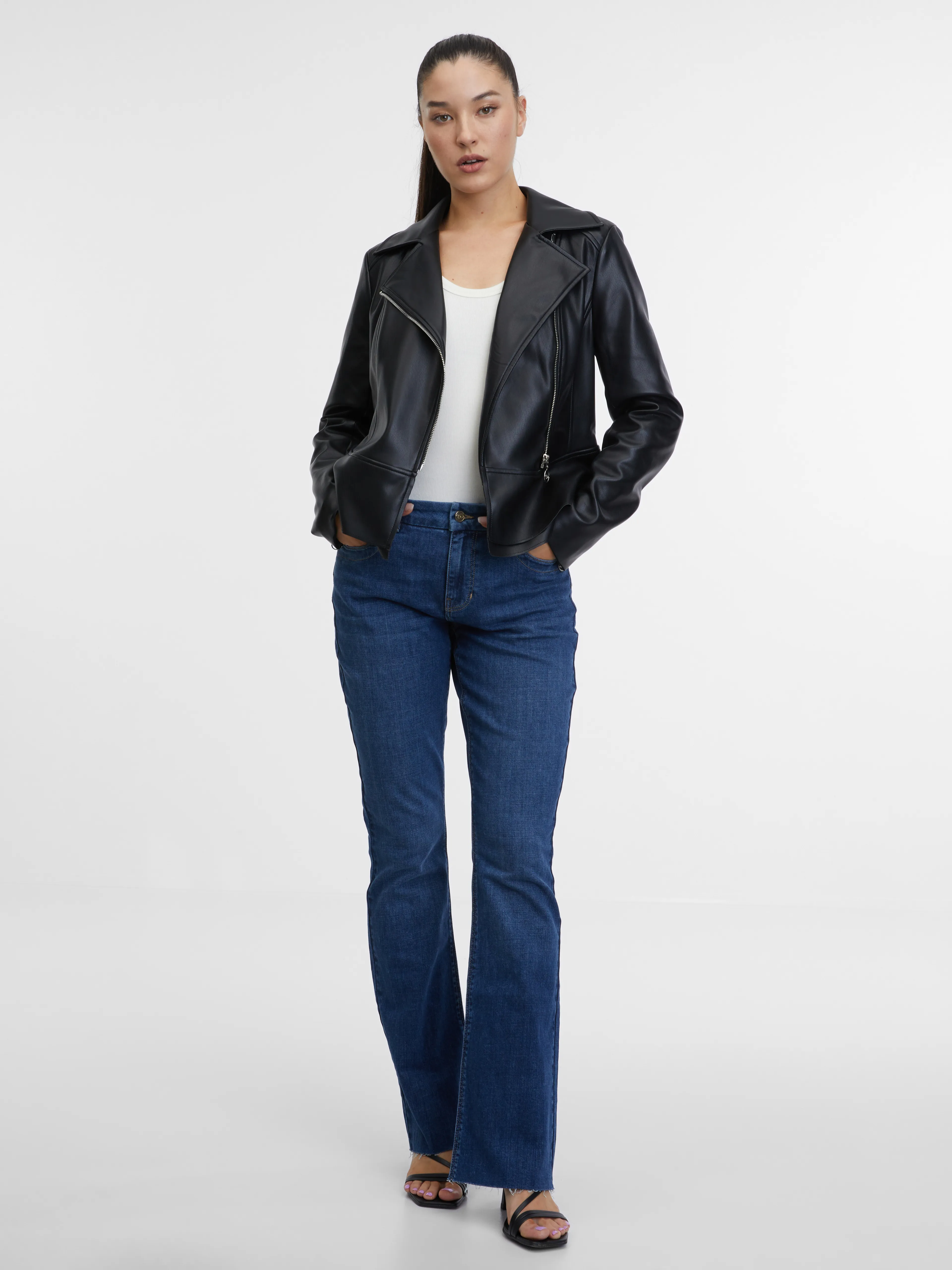 Schwarze Damen Lederjacke ORSAY