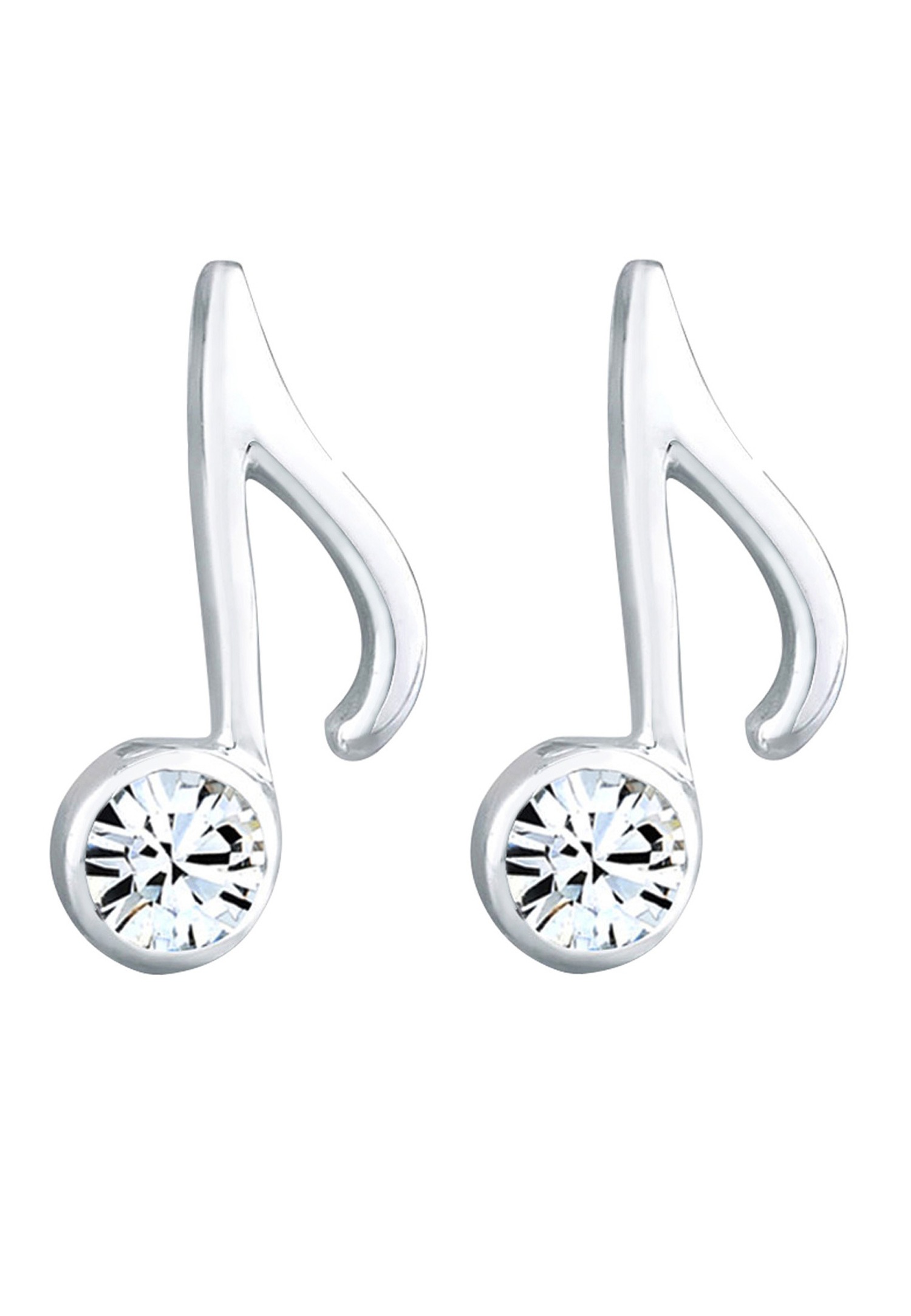 Orecchini a lobo da donna Elli a forma di nota musicale con cristallo in argento sterling 925
