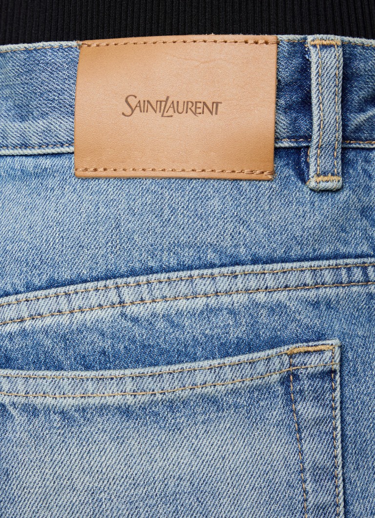 Blugi Jean Saint Laurent cu talie medie, croială dreaptă, cu aspect ușor uzat