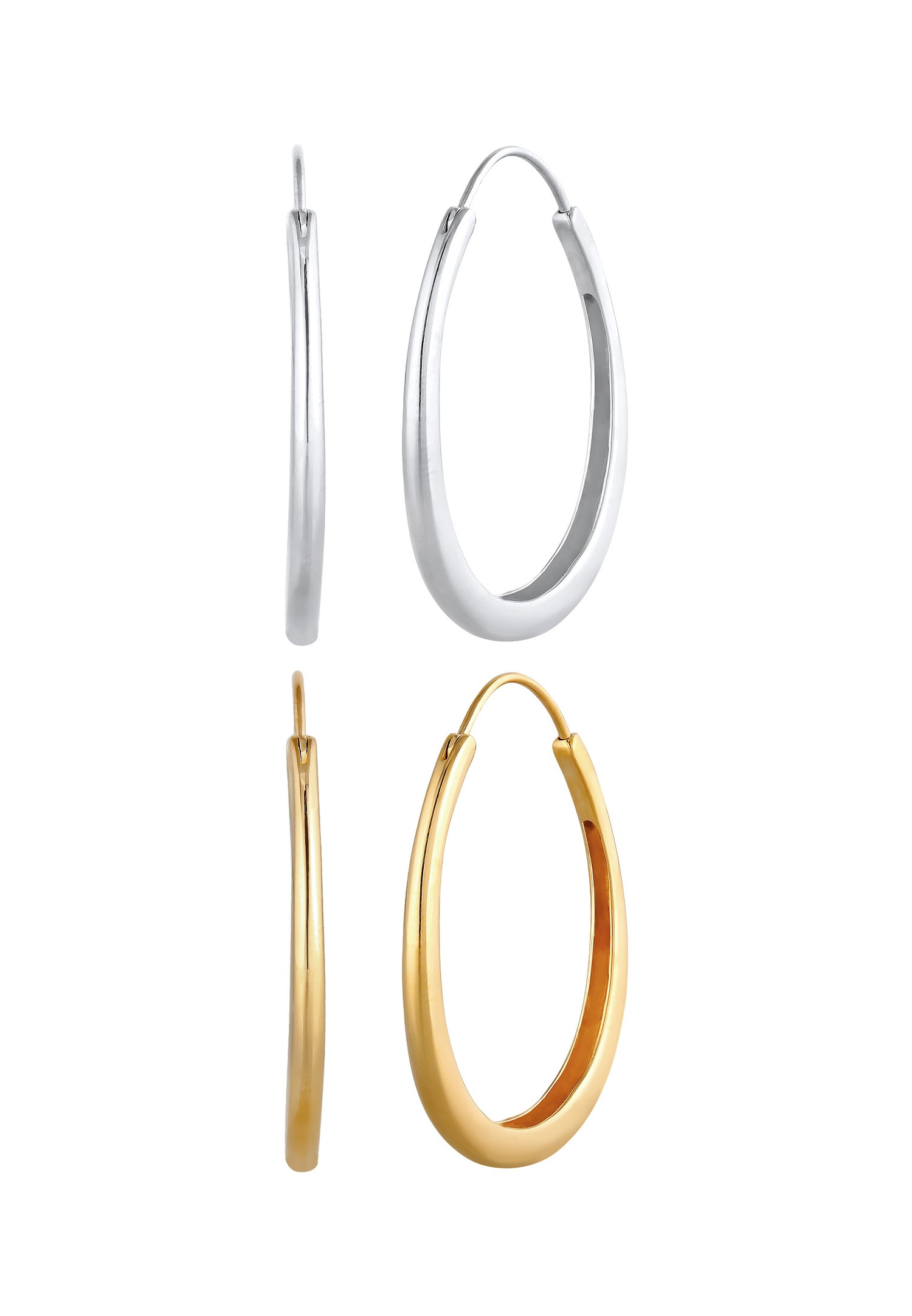 Elli Women's Oval Geo Two-Tone Hoop Earrings, Set of 2 in 925 Sterling Silver, Gold Plated