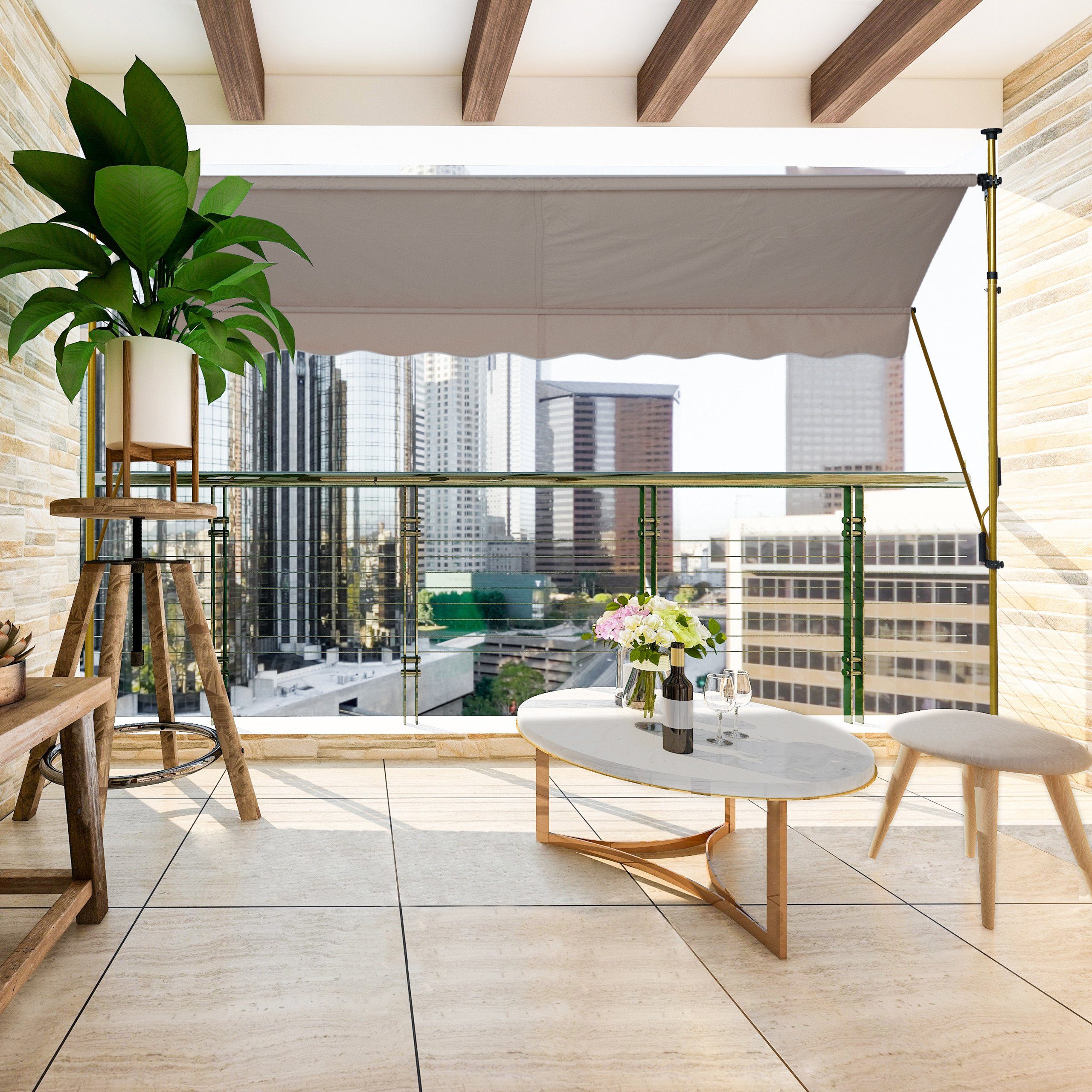 relaxdays Klemmmarkise Klemmmarkise für Balkon 350 x 120 cm