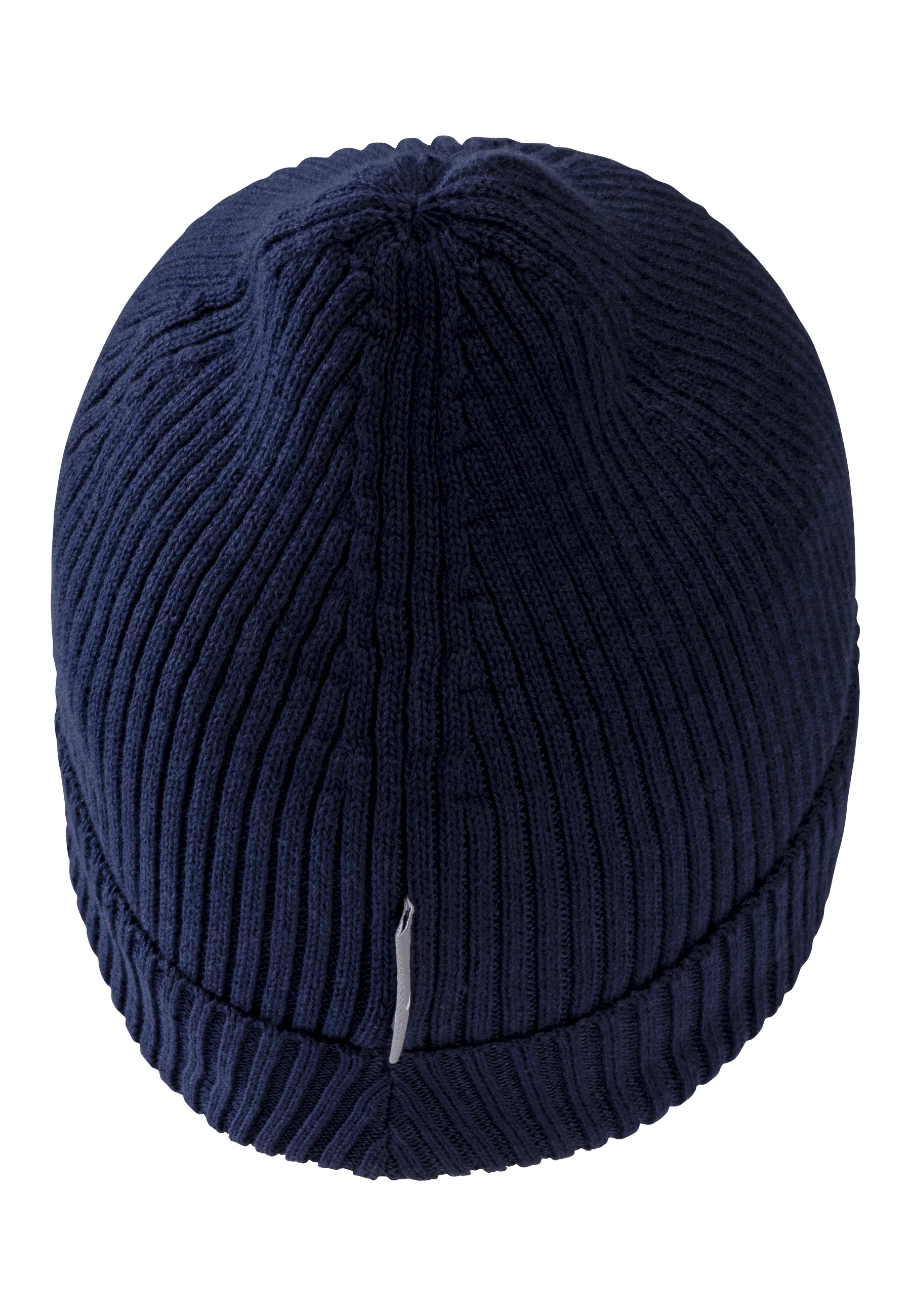 Strickmütze GOTS Uni im Rippenmuster mit Umschlag