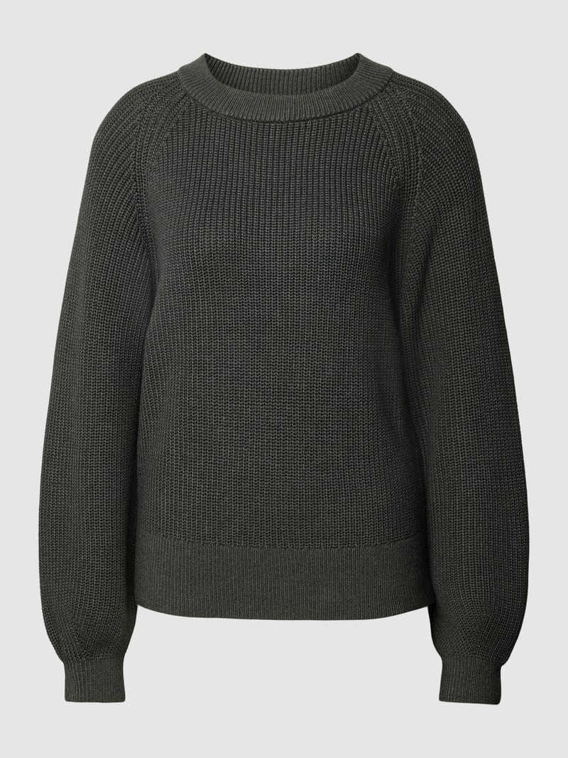 Strickpullover in unifarbenem Design mit Rundhalsausschnitt in khaki
