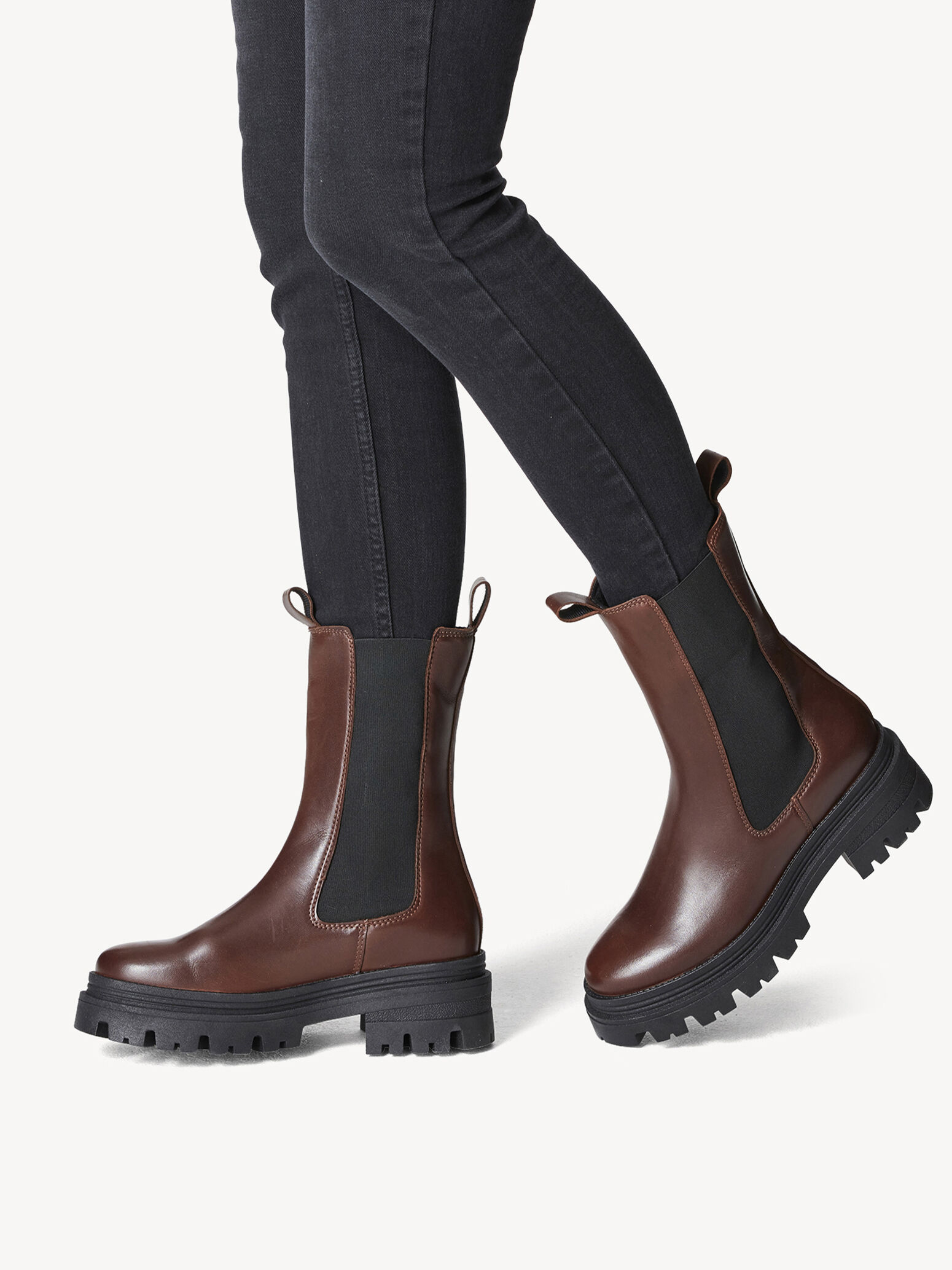 Bottine Chelsea en cuir - marron