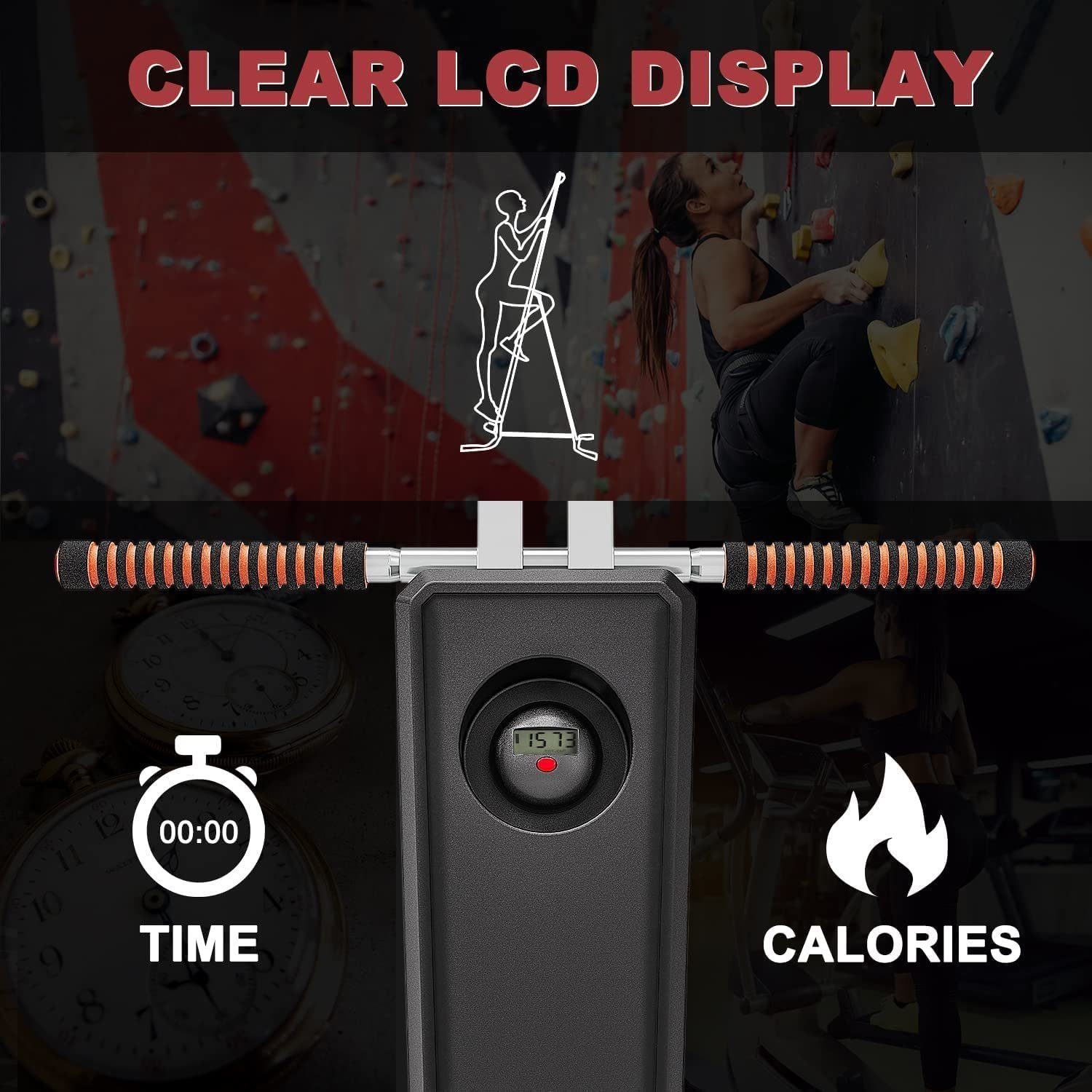 Technofit Kletter-Trainingsgerät TT1056 Vertical Climber Klettergerät Treppensteiger, viele Variationsmöglichkeiten, mit LCD Display