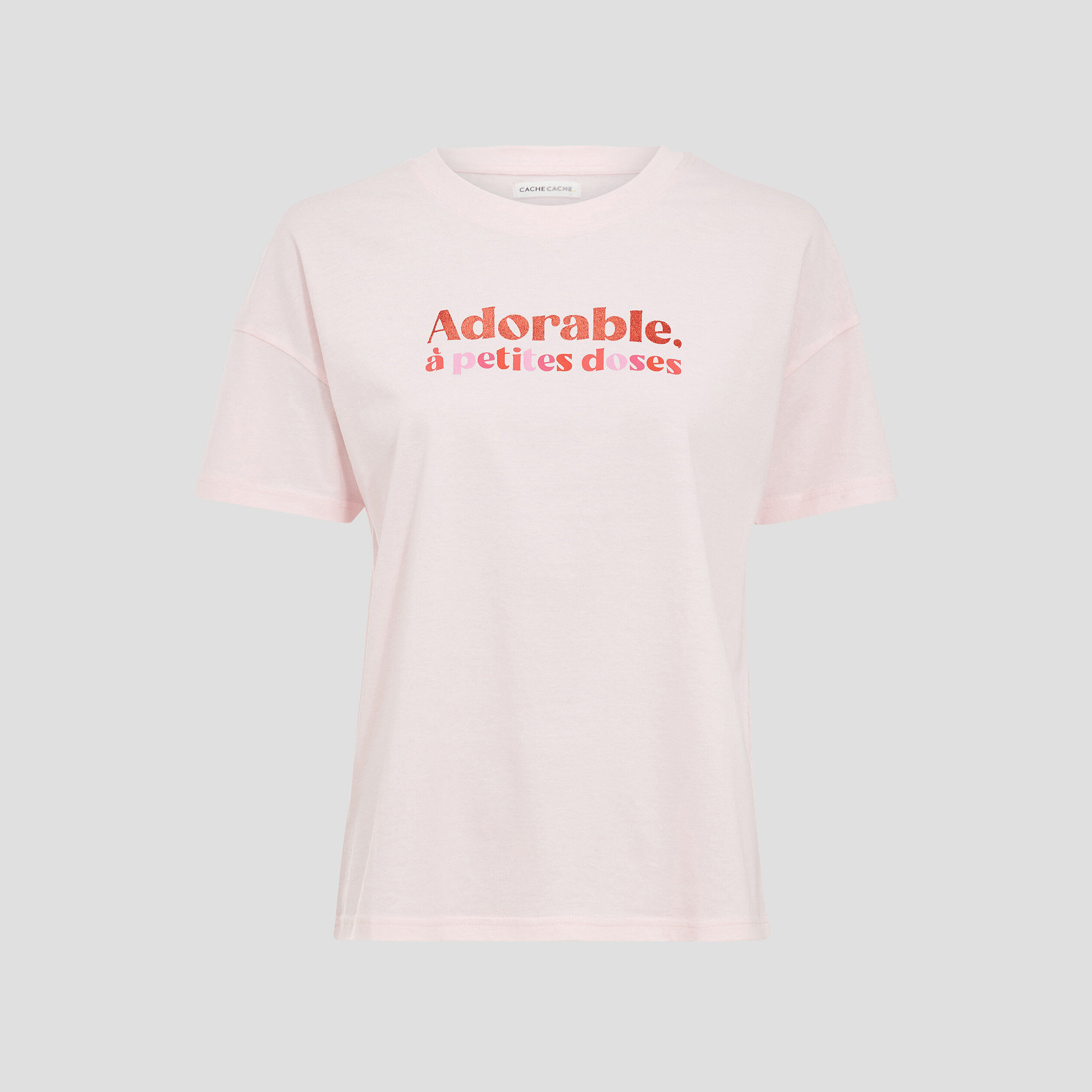 T-shirt à manches courtes rose clair femme | Cache Cache