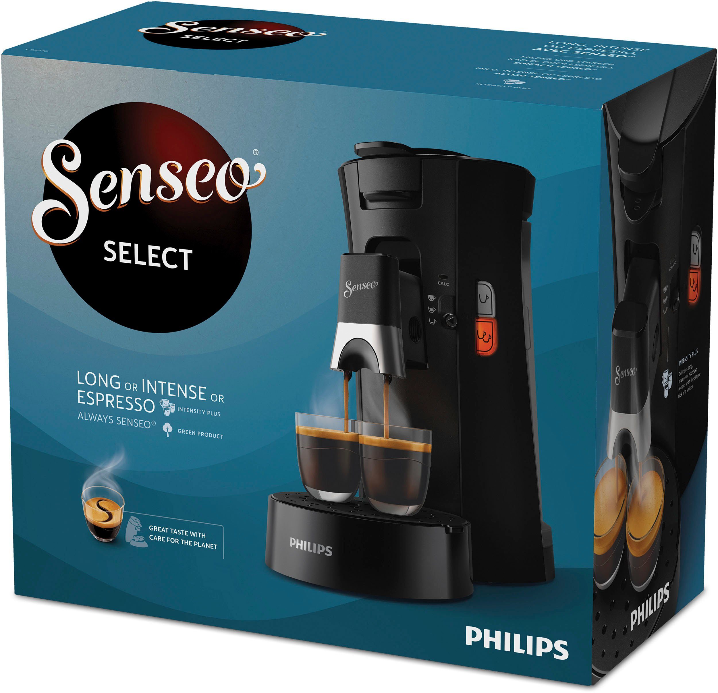 Philips Senseo Kaffeepadmaschine Select CSA230/69, aus 21% recyceltem Plastik, +3 Kaffeespezialitäten, und Crema Plus, 100 Senseo Pads kaufen und bis max.33 € zurückerhalten