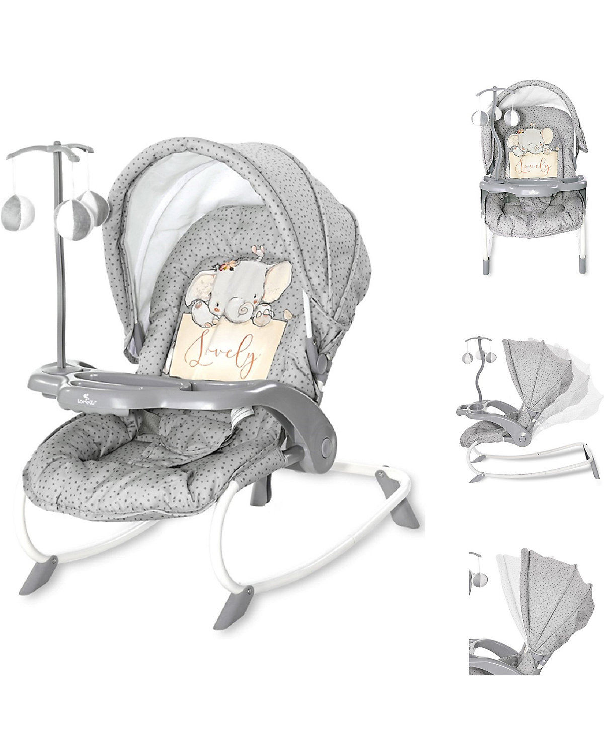 Babywippe DREAM TIME Mobile, Tisch, Sonnendach, verstellbar Babywippen