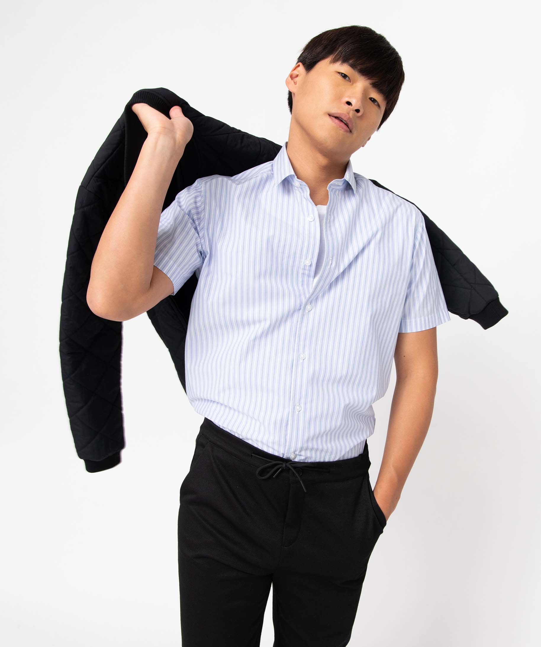 Chemise homme à manches courtes et rayures coupe droite raye | GEMO