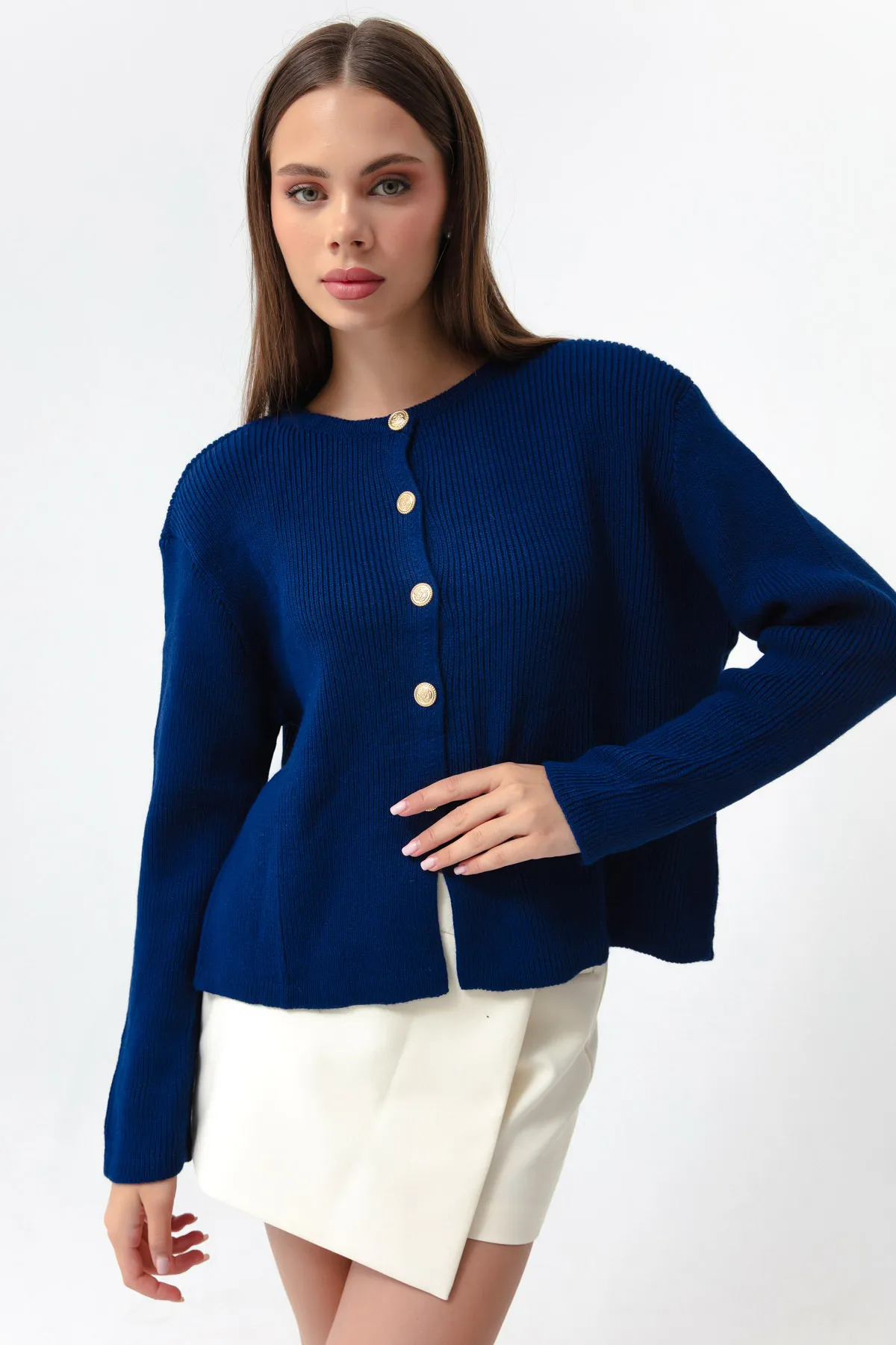 Lafaba  Saks Gold Buttoned Wattierter Cardigan für Damen