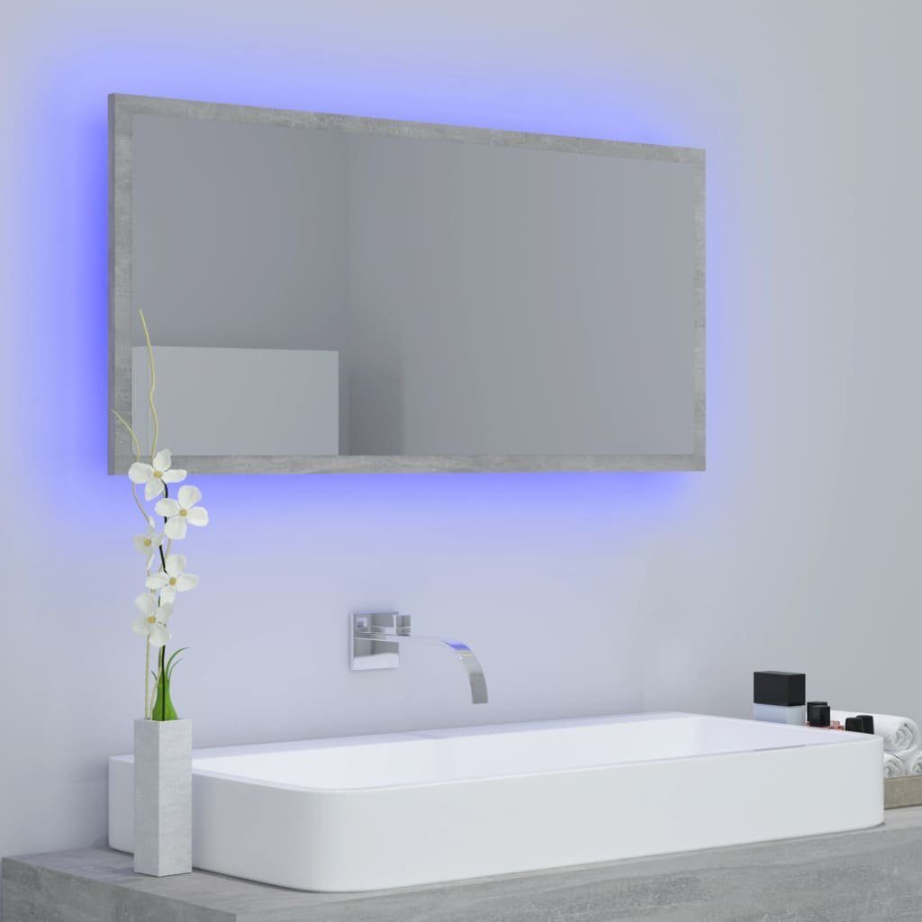 vidaXL Badezimmerspiegelschrank LED-Badspiegel Betongrau 90x8,5x37 cm Acryl (1-St)