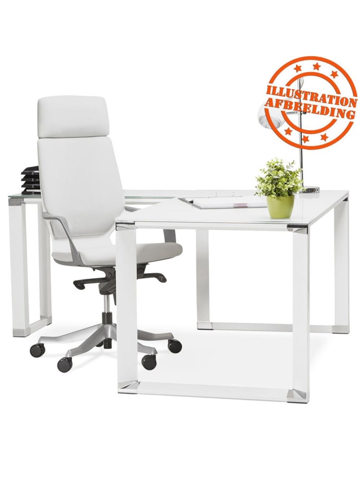 KADIMA DESIGN Eckschreibtisch Glas modern Winkelwahl, Bürotisch minimalistisch in Weiß günstig kaufen
