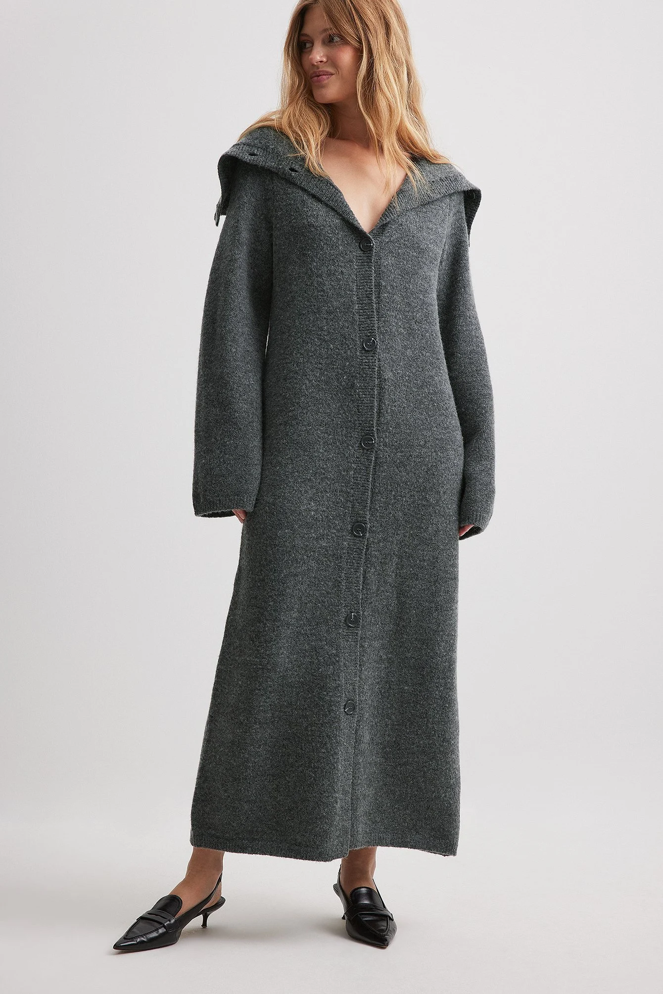 Maxi-Cardigan mit großem Revers