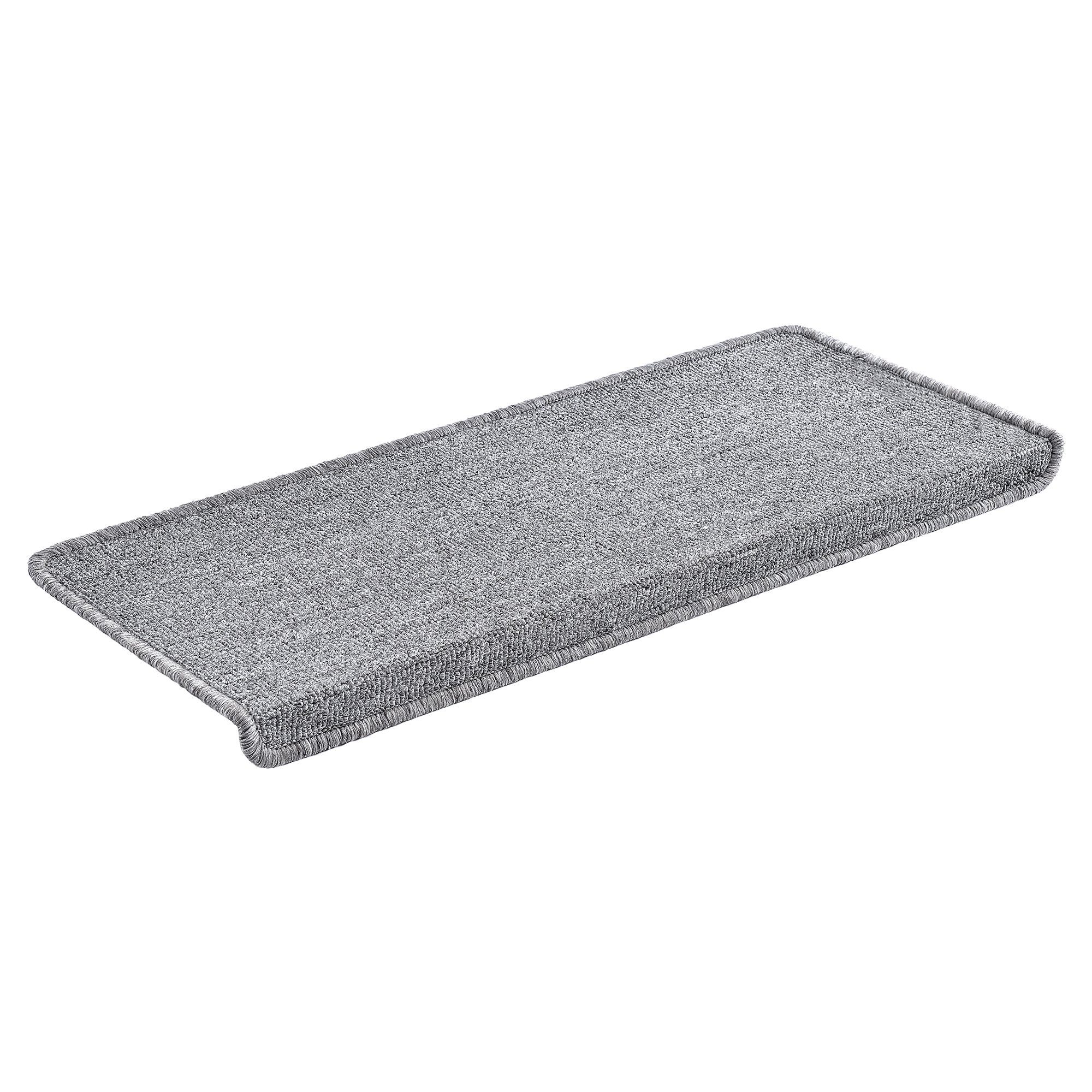 Stufenmatte, en.casa, rechteckig, 15er Set Treppenmatten rechteckig 65x24cm selbstklebend Hellgrau