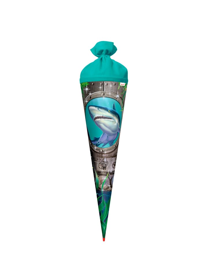 ROTH Schultüte groß Hai 70 cm, Glanzfolie in Grün günstig kaufen onesize