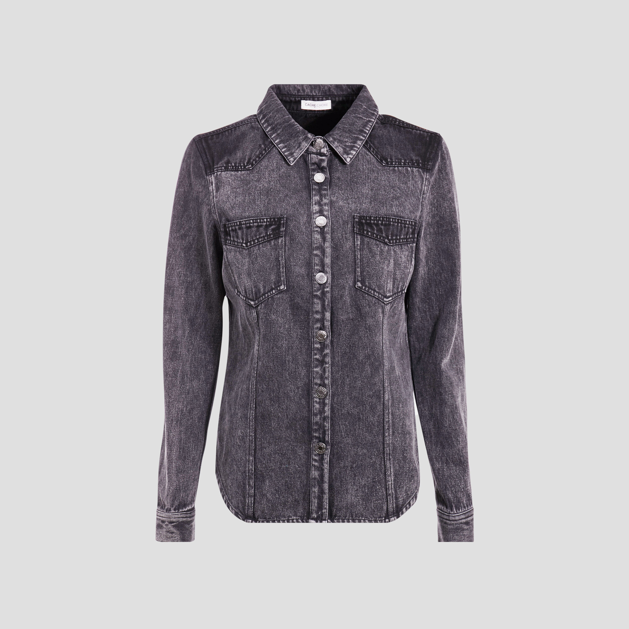 Chemise manches longues denim gris femme | Cache Cache