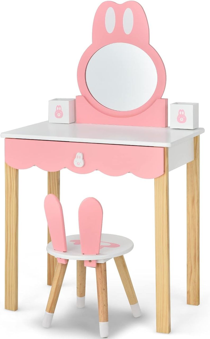Costway Kinder Schminktisch mit Hocker