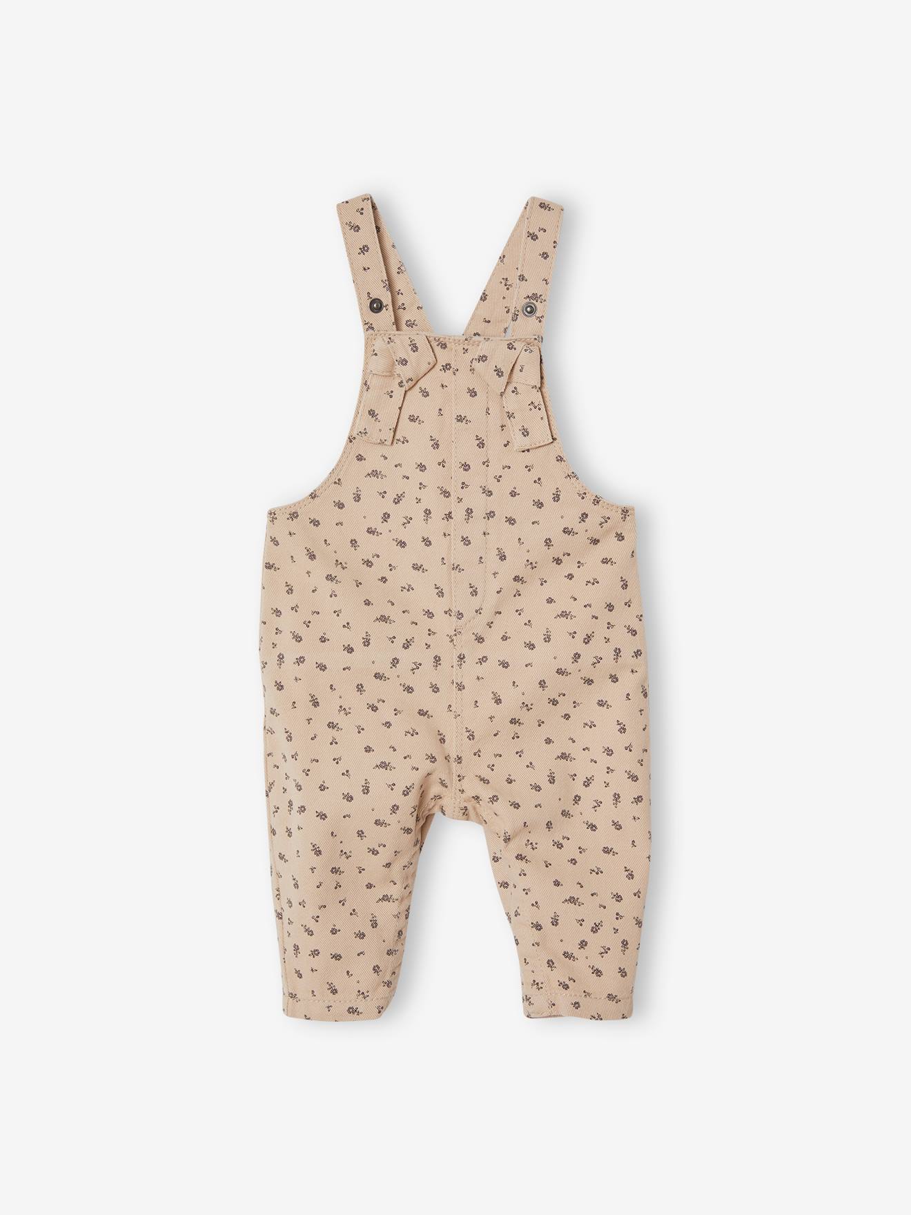Ensemble bébé blouse et salopette imprimée ivoire