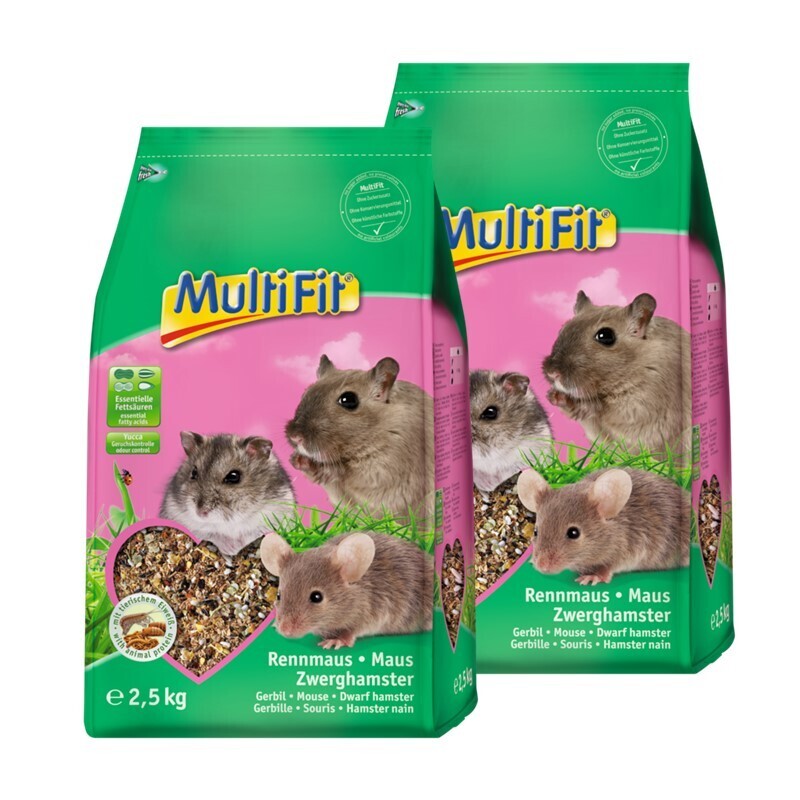 MultiFit Hauptfutter MultiFit Nagerfutter für Maus, Rennmaus und Zwerghamster 2x2,5 kg
