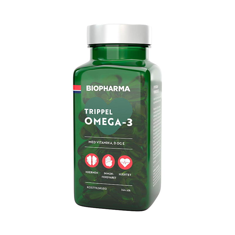 Biopharma Omega-3 trippel 144 kapsler Biopharma
