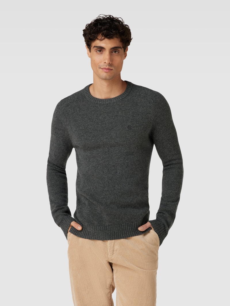 Strickpullover aus Lammwolle Modell 'TANGUY' in dunkelgrau meliert