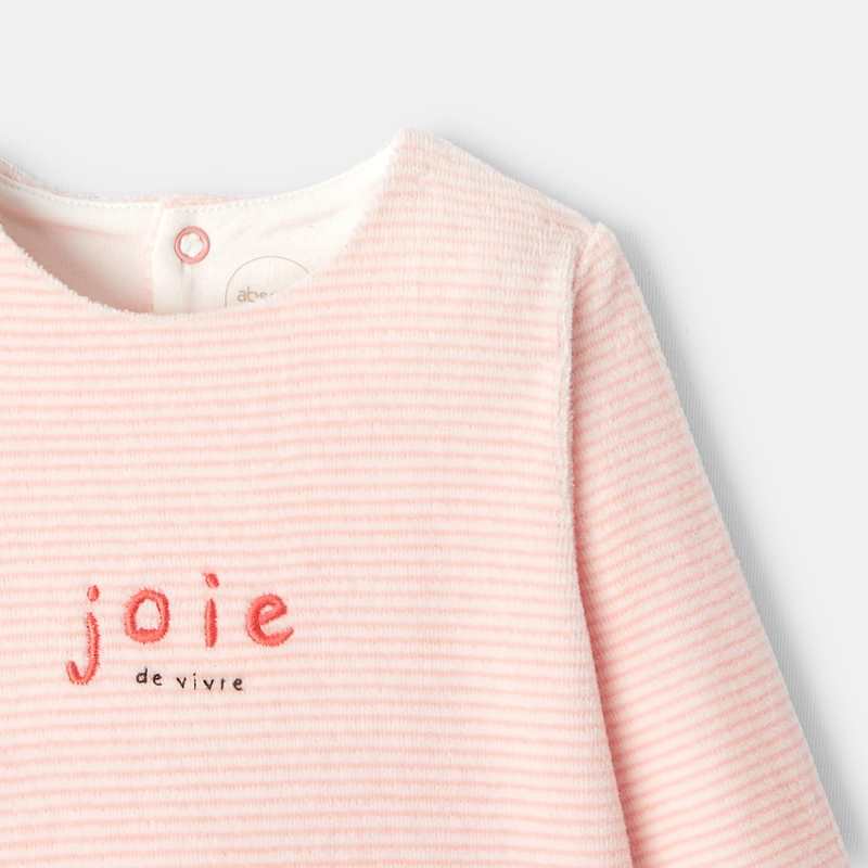 Dors-bien en velours rayé rose mixte Absorba
