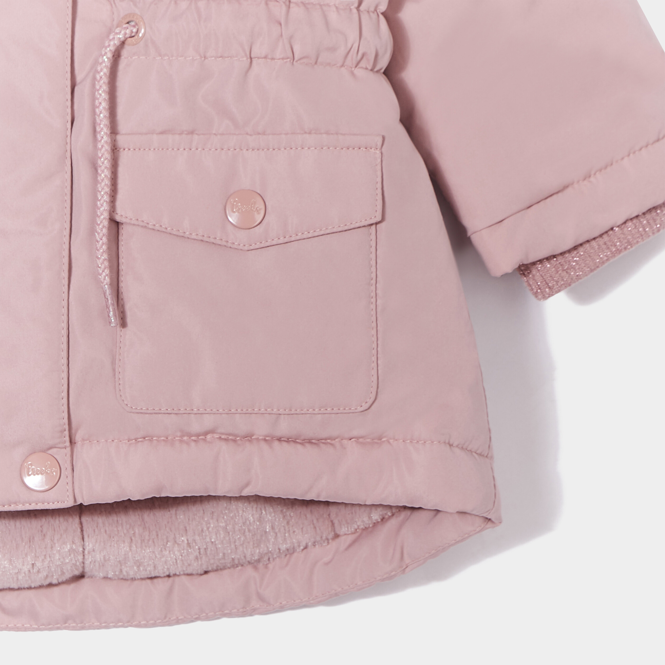 Manteau à capuche fausse fourrure rose pastel bébé fille | La Halle