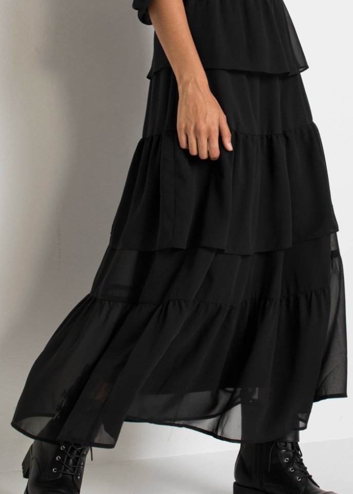 Langes Chiffonkleid mit Volants
