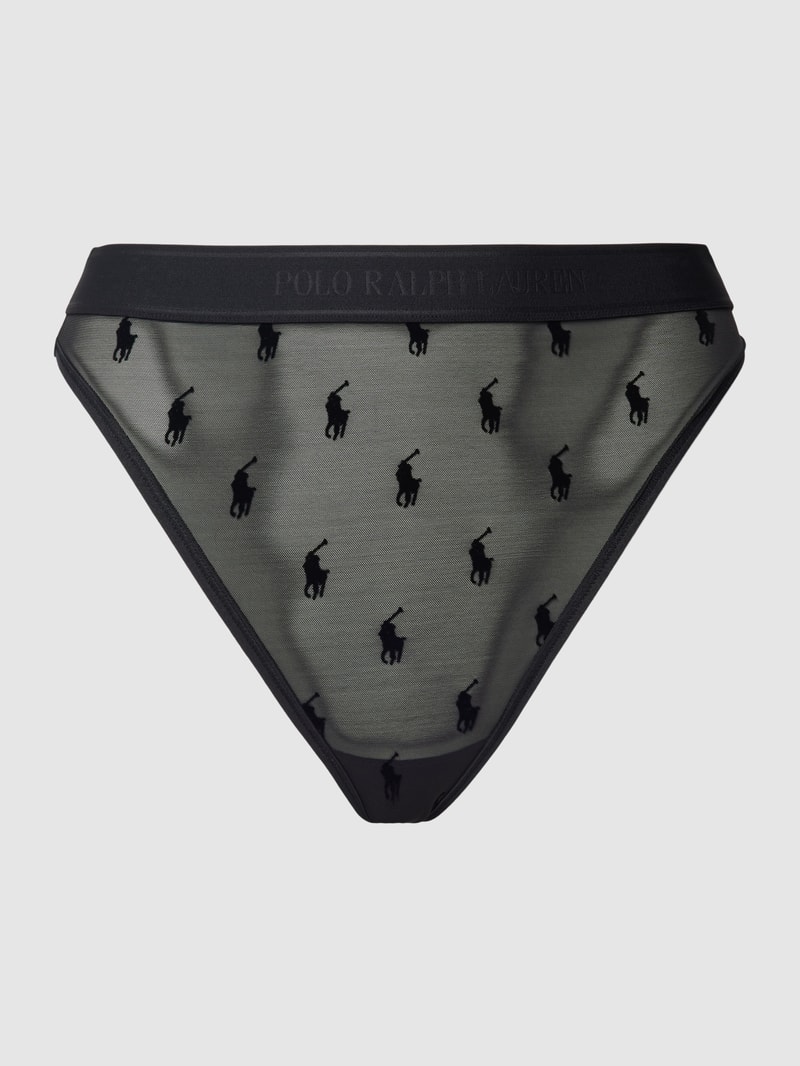 High Waist String mit Allover-Logo-Muster in schwarz