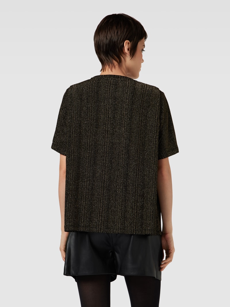 T-Shirt mit Effektgarn Modell 'XLURI' in metallic schwarz