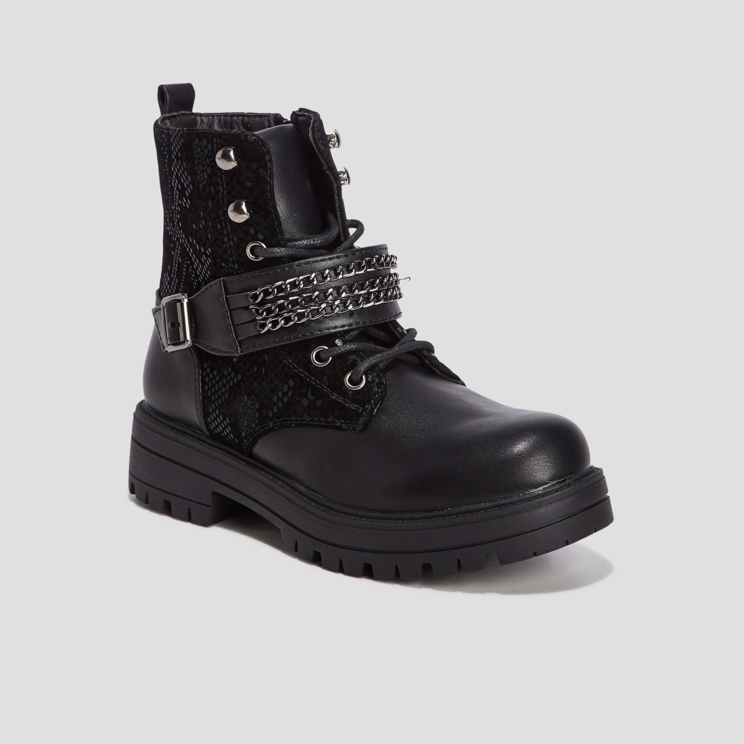 Bottines avec chaînes noir fille | La Halle