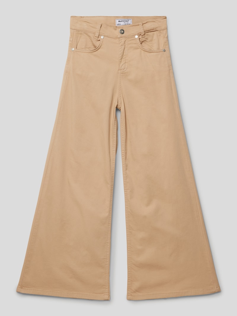 Schlaghose mit Label-Detail in beige