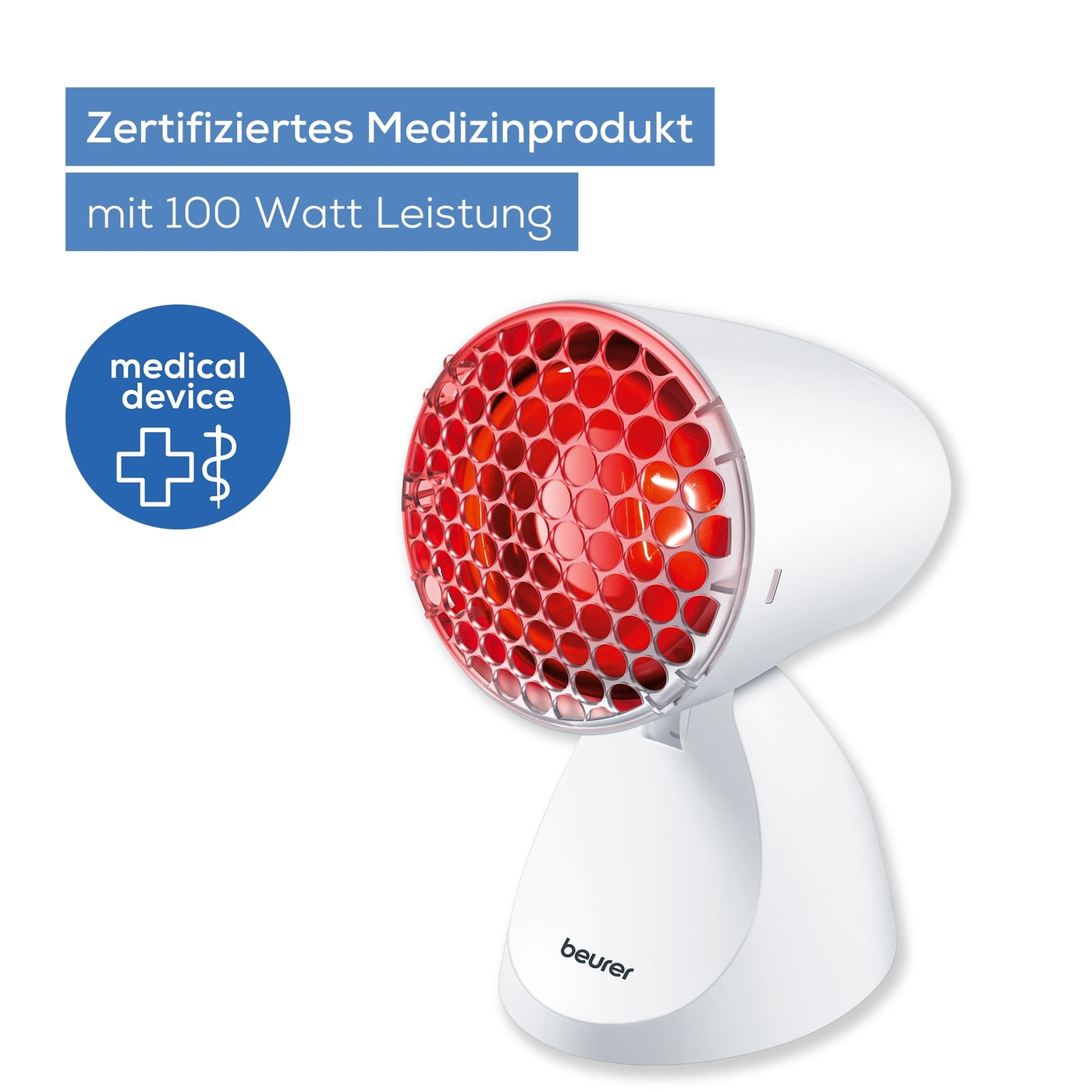Beurer Infrarotlampe IL 11-Rotlichtlampe mit Schutzgitter für Erkältungen & Muskelverspannungen
